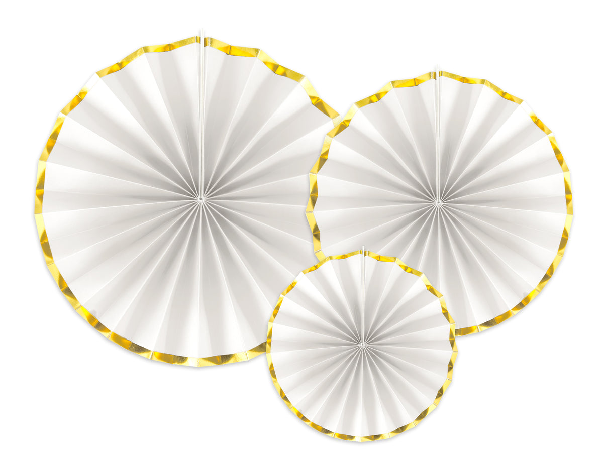 White Decorative Rosettes Party Fans