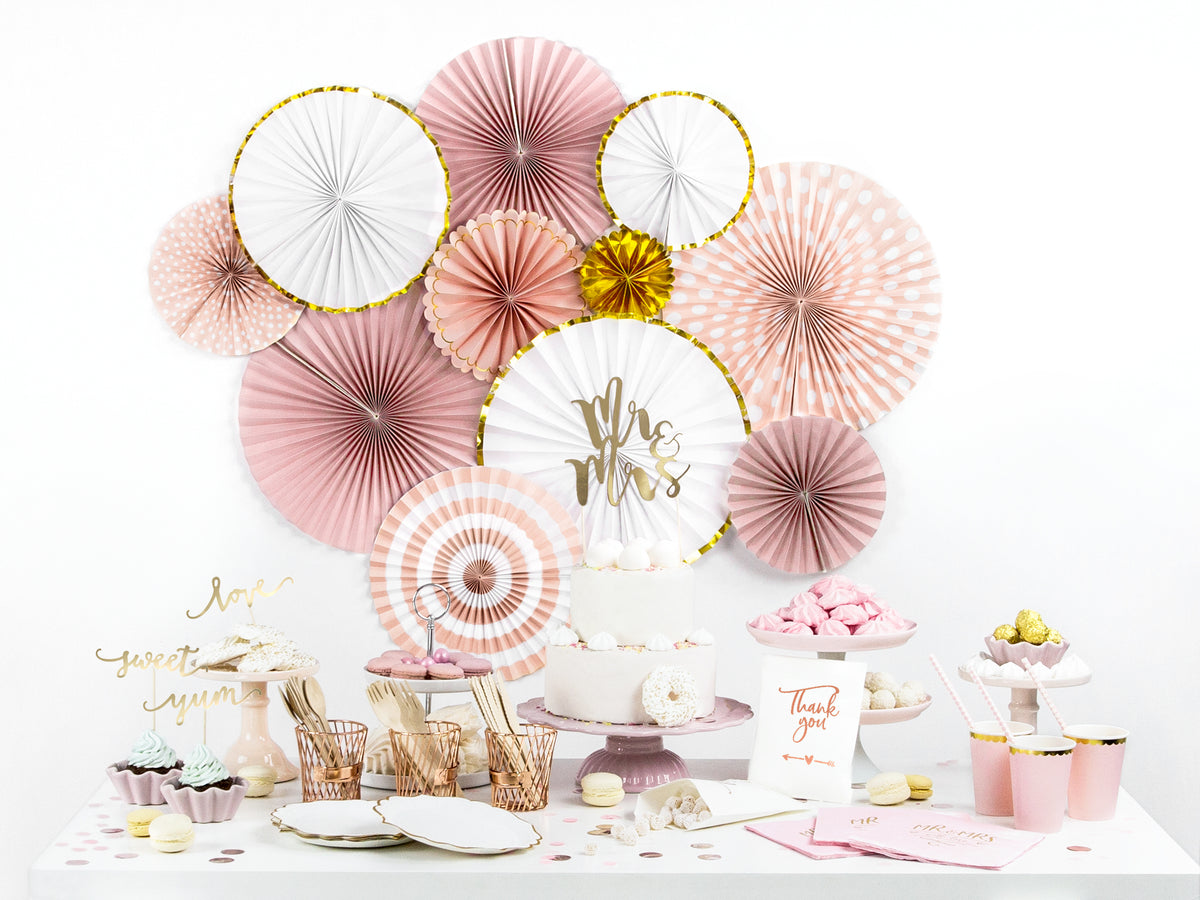 White Decorative Rosettes Party Fans