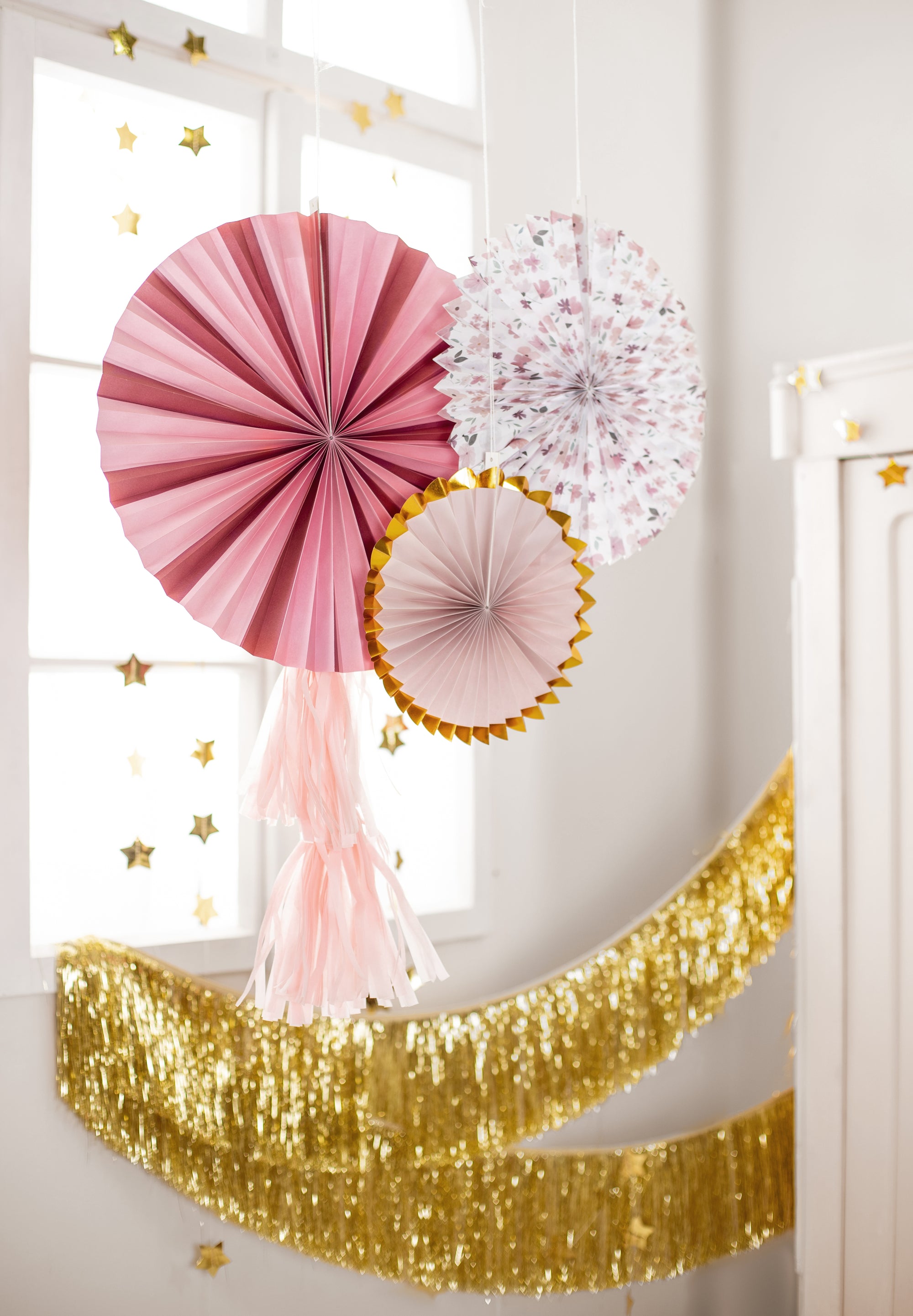 Pink Flowers Decorative Rosettes