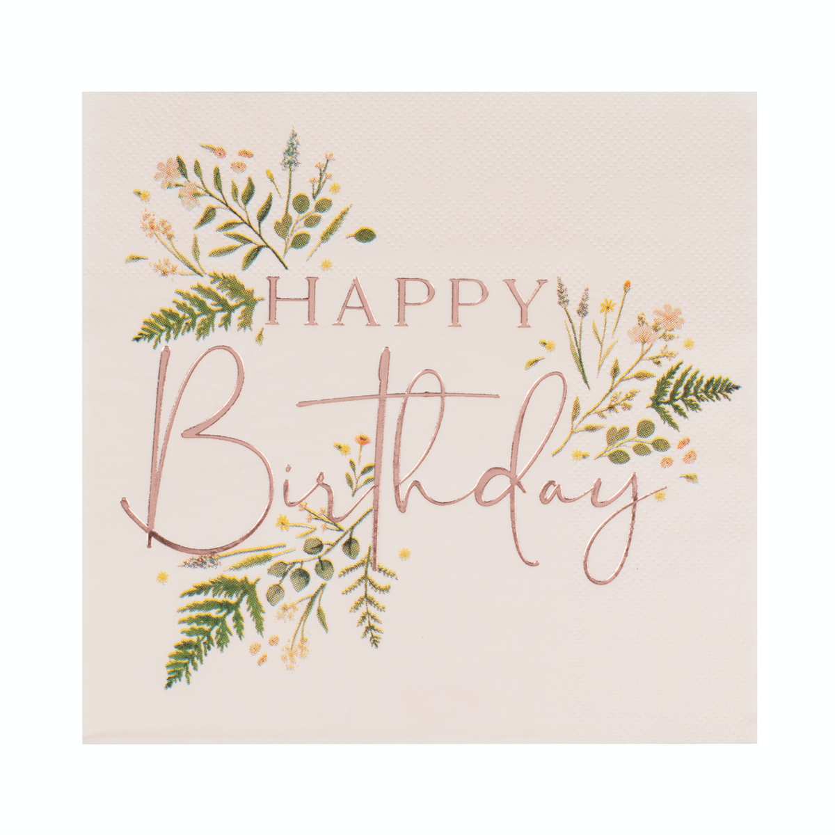 Floral Pink Happy Birthday Napkins 