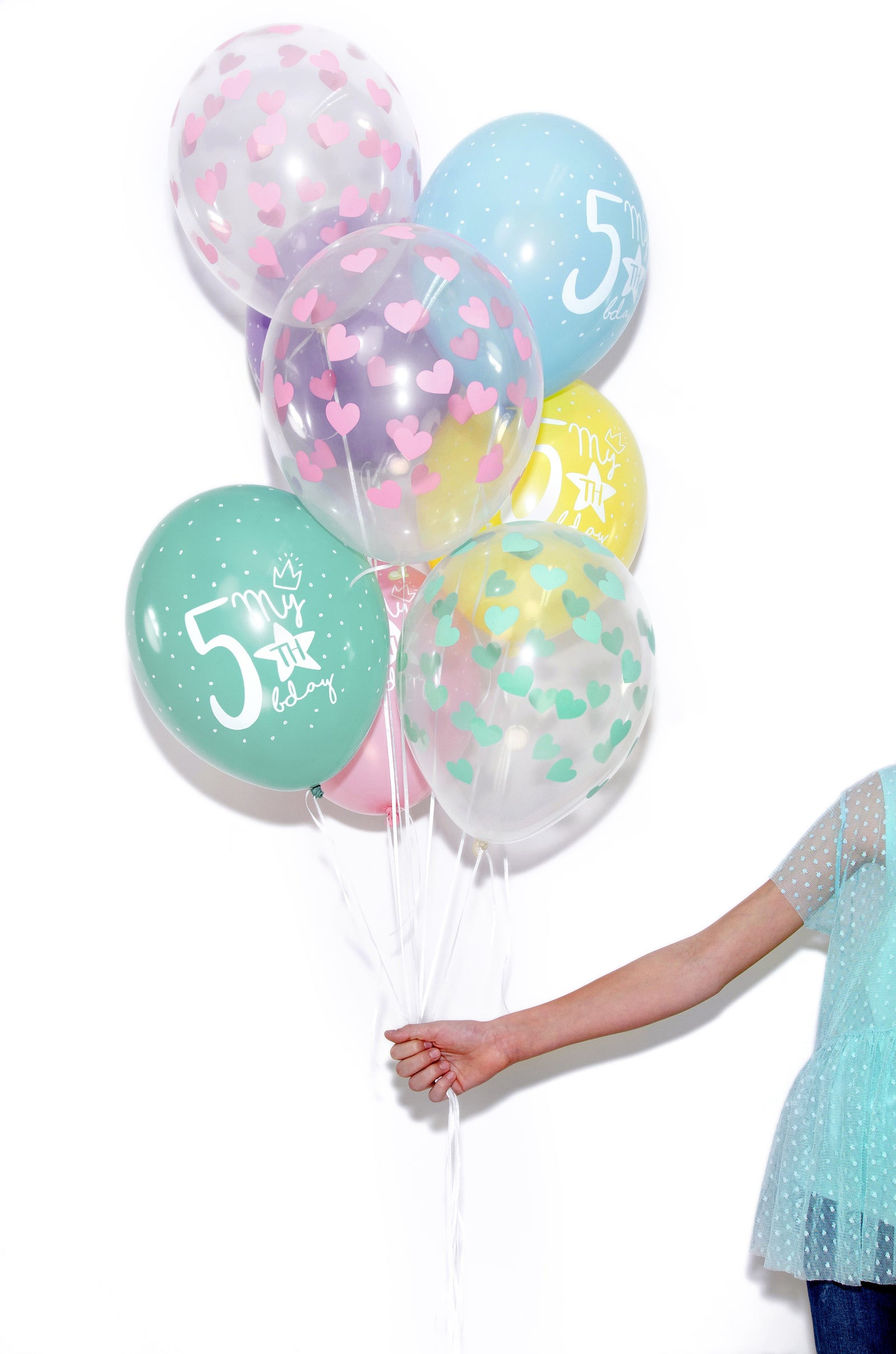 Mint Green Heart Clear Balloons