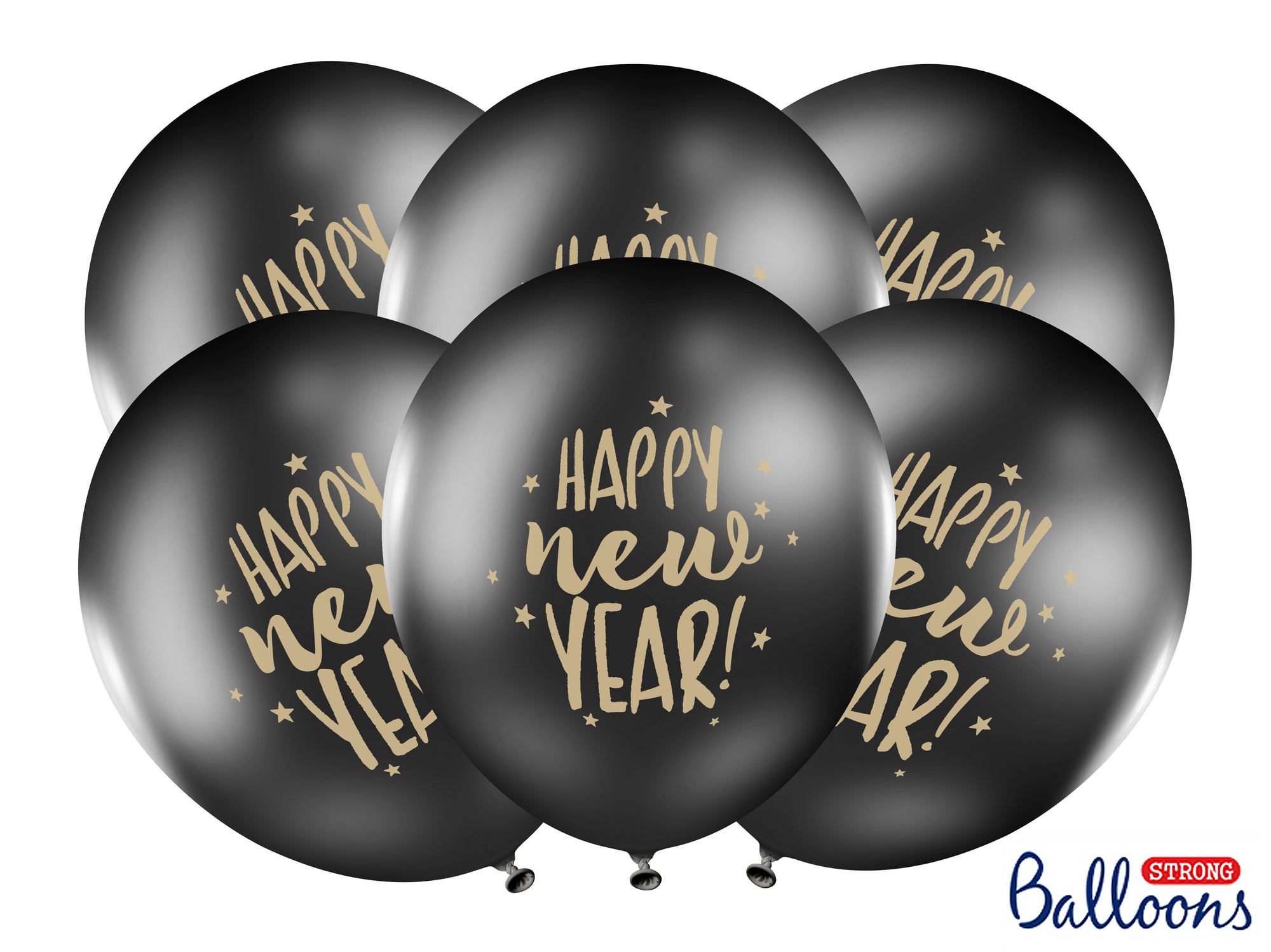 Happy New Year Pastel Black Balloons