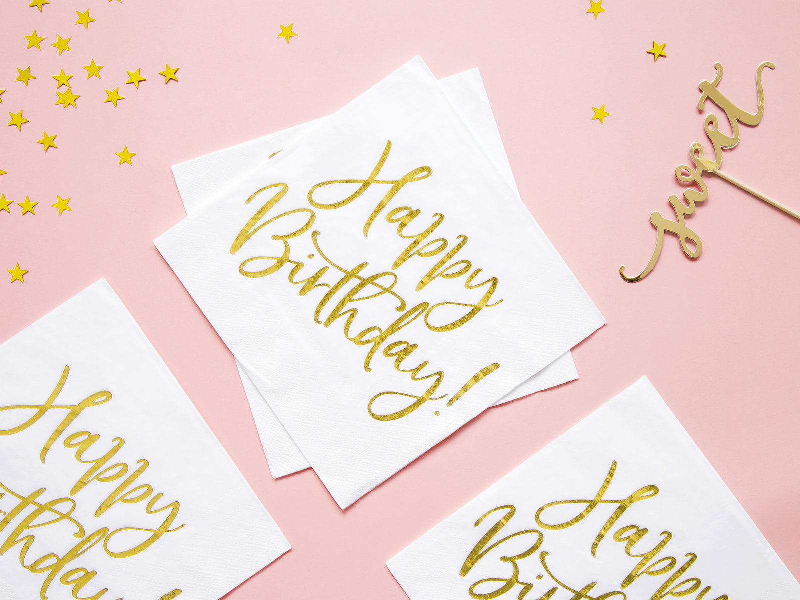 White Gold Party Paper Napkins