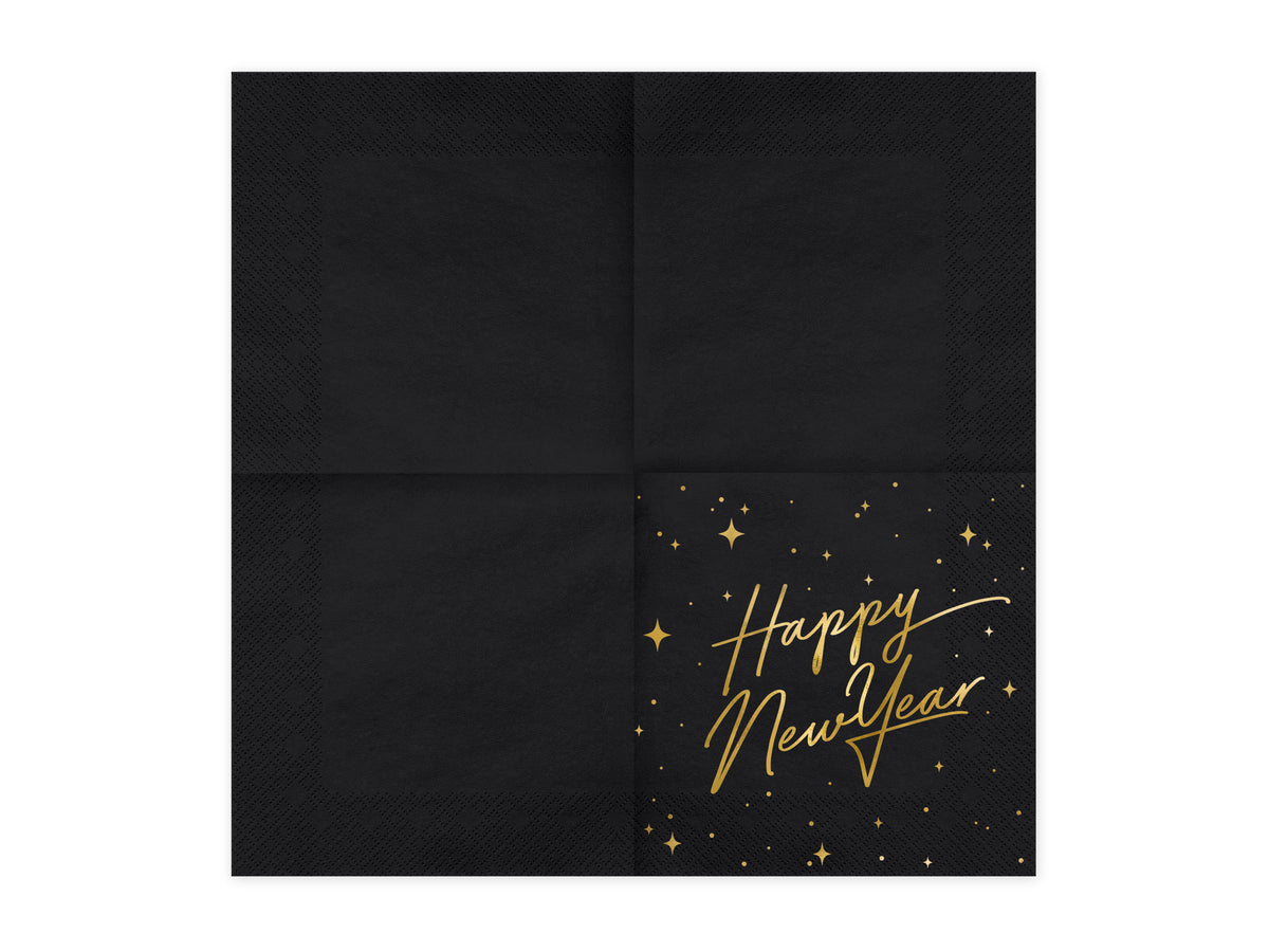 Happy New Year Black Napkins 