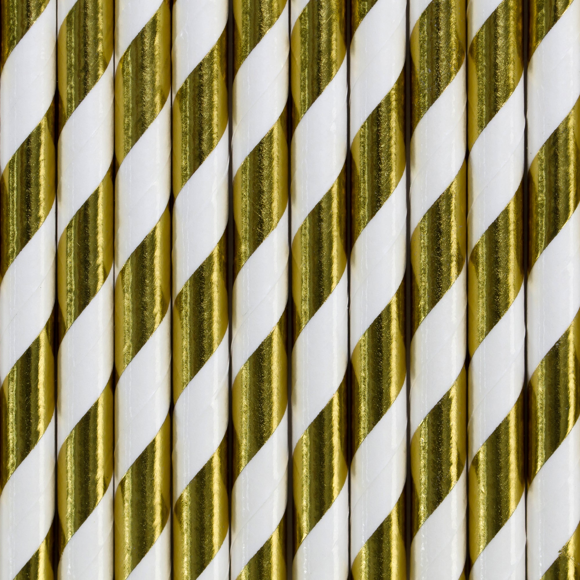 Metallic Gold Stripped Straws