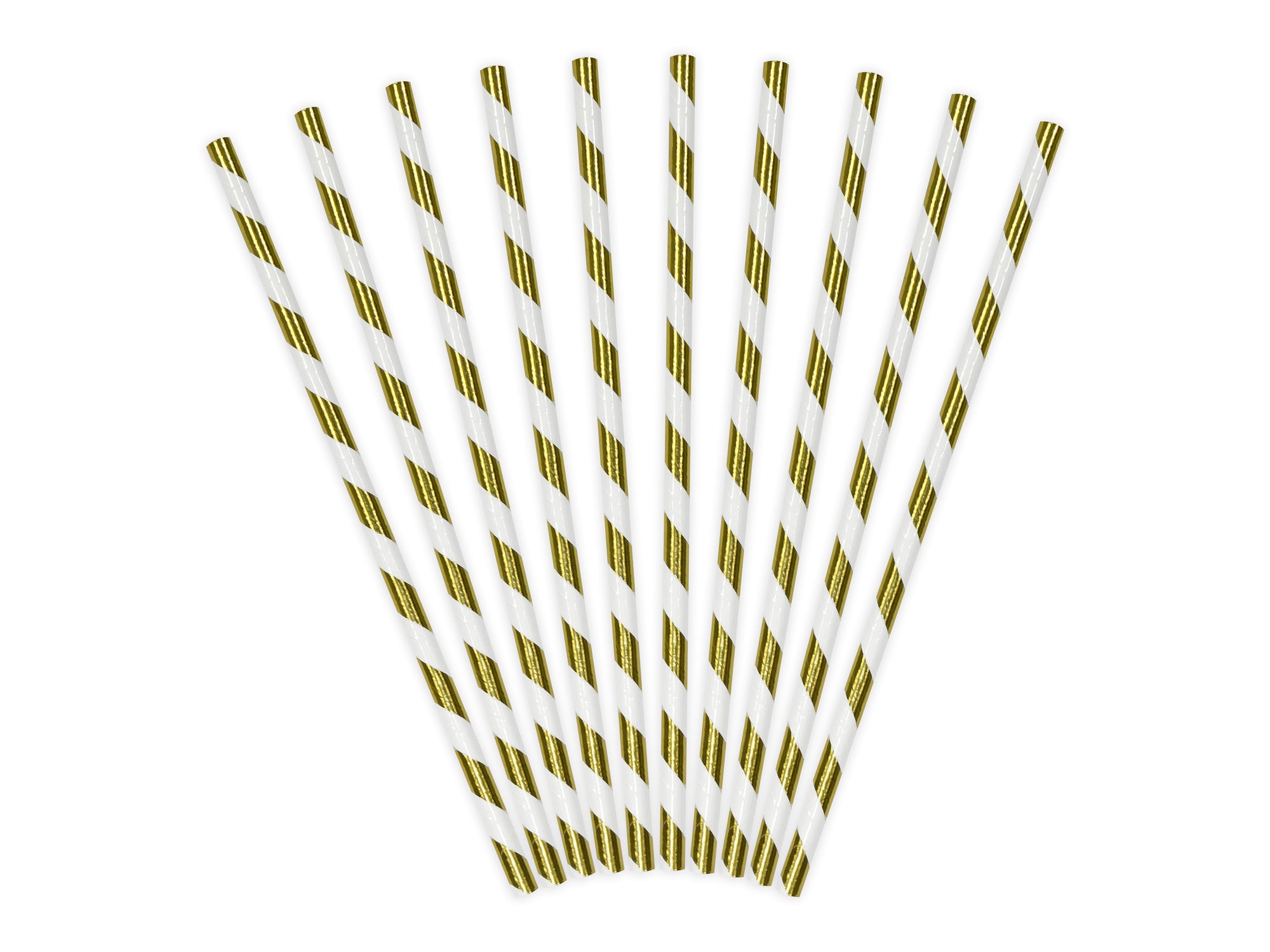 Metallic Gold Stripped Straws