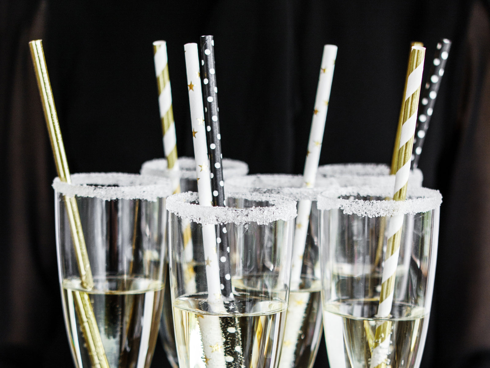 Metallic Gold Stripped Straws