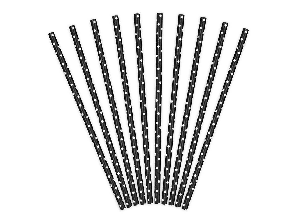 Black Polka Dot Straws 