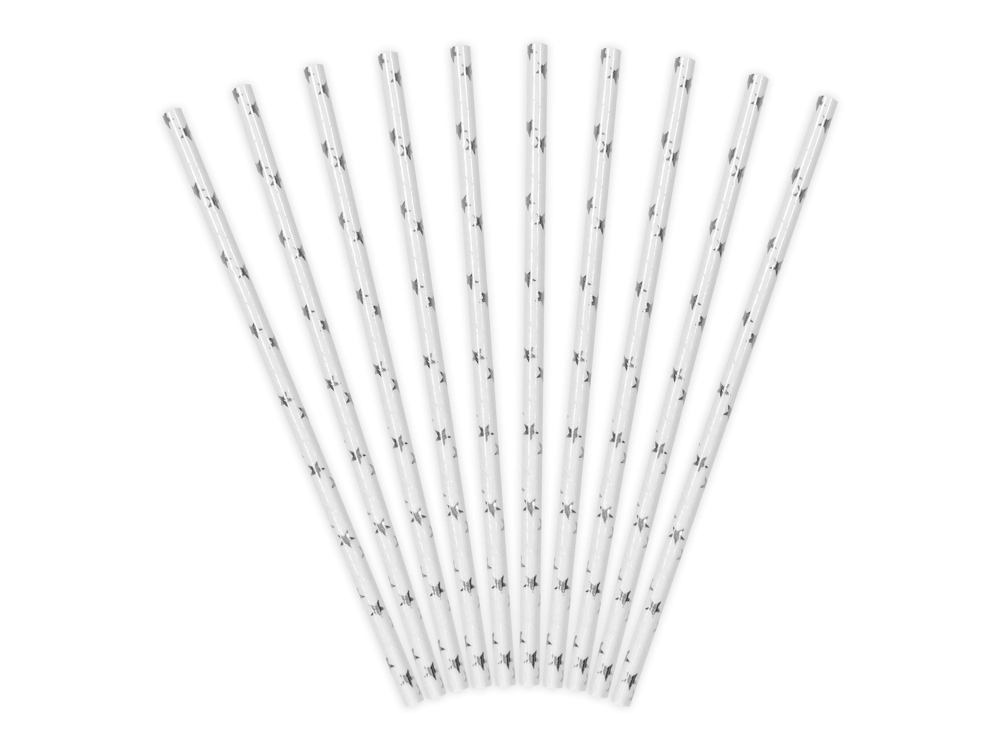 Metallic Silver Stars Paper Straws 