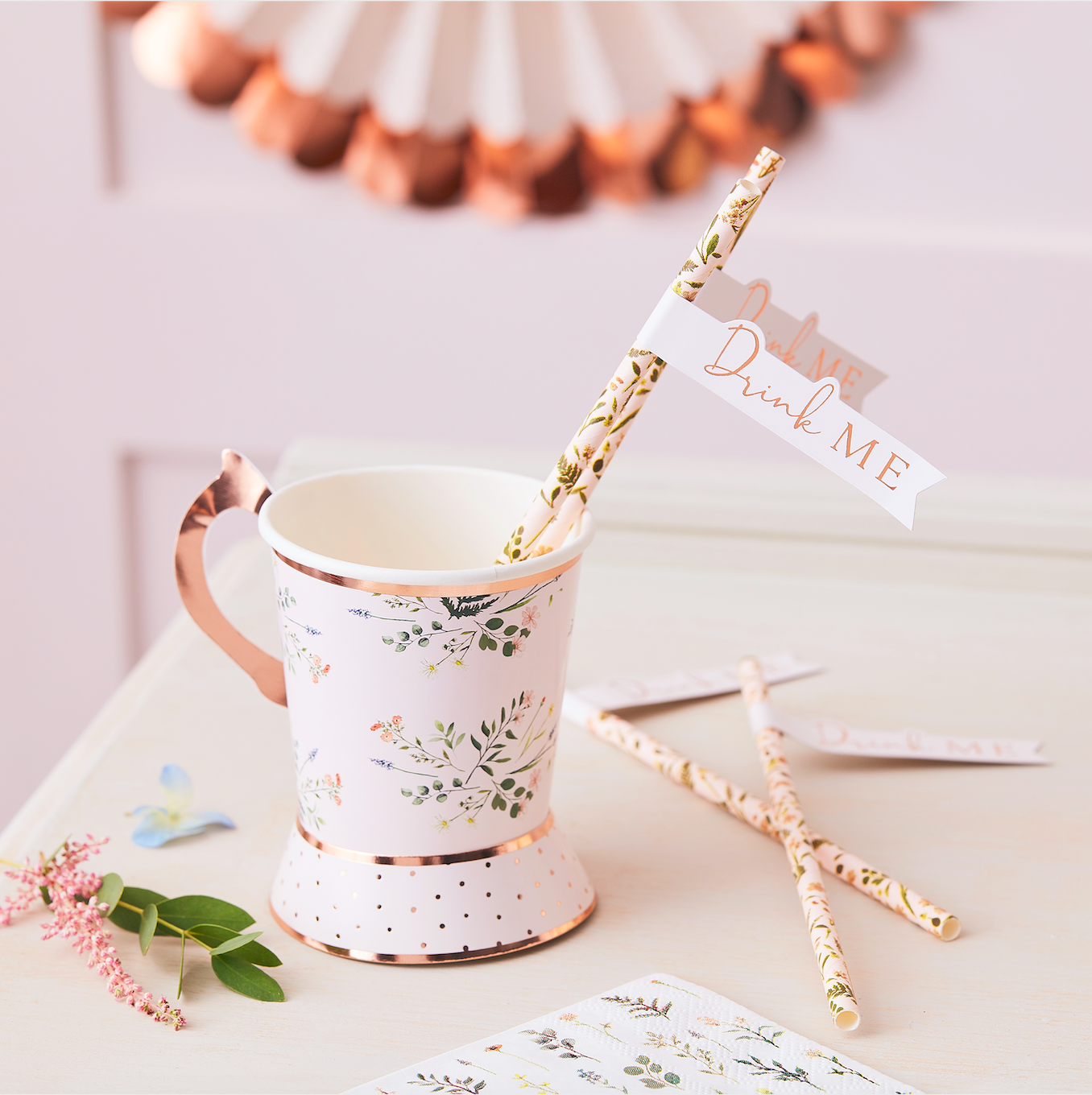 Tea Party Flag Paper Straws