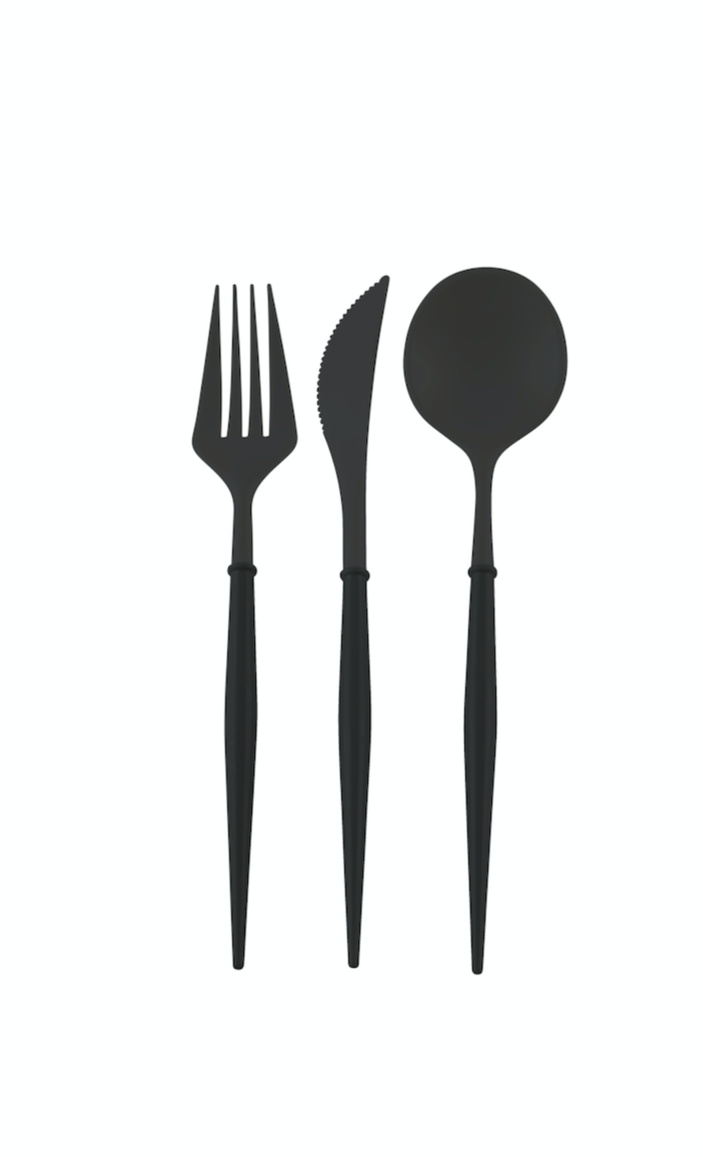 All Black Assorted Plastic Flatware 