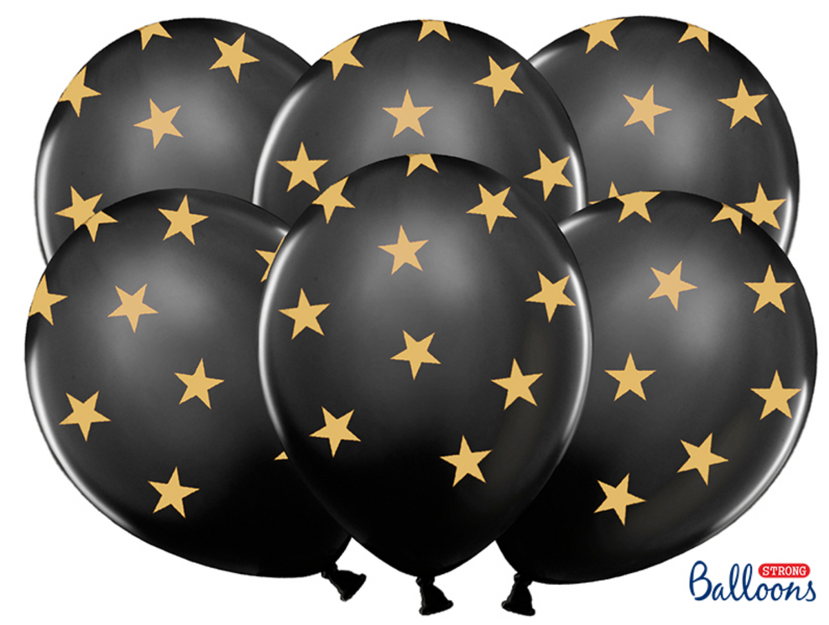 Patel Black Gold Star Balloons