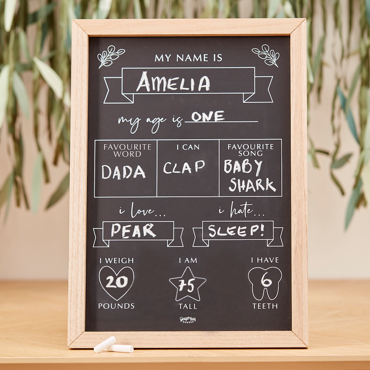 Baby Milestone Chalkboard Sign 