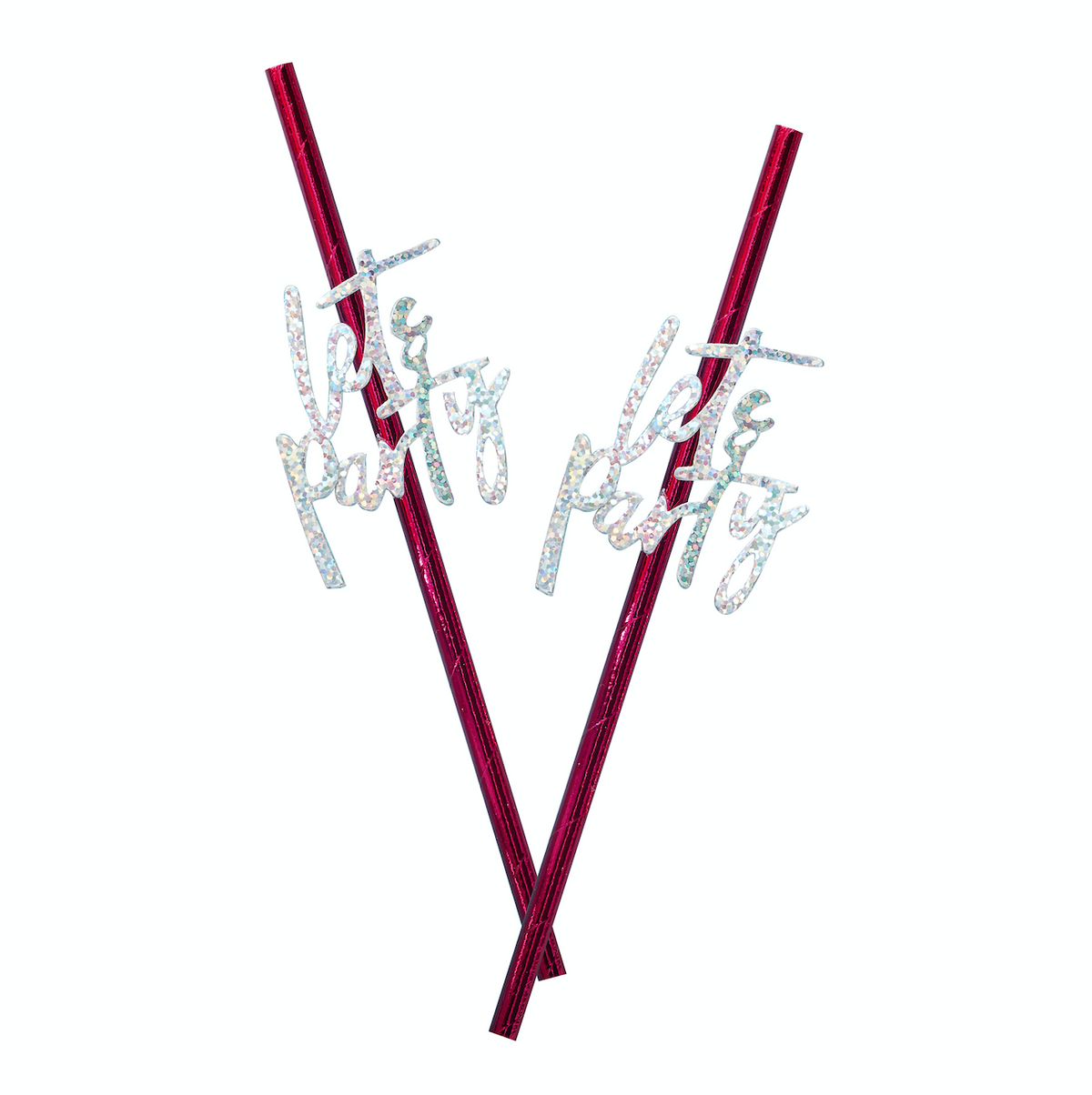 Hot Pink Foiled Let&#39;s Party Straws 