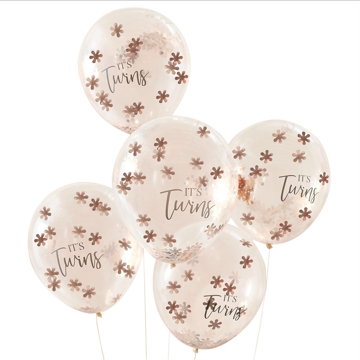 ROSE GOLD IT&#39;S TWINS CONFETTI BALLOONS
