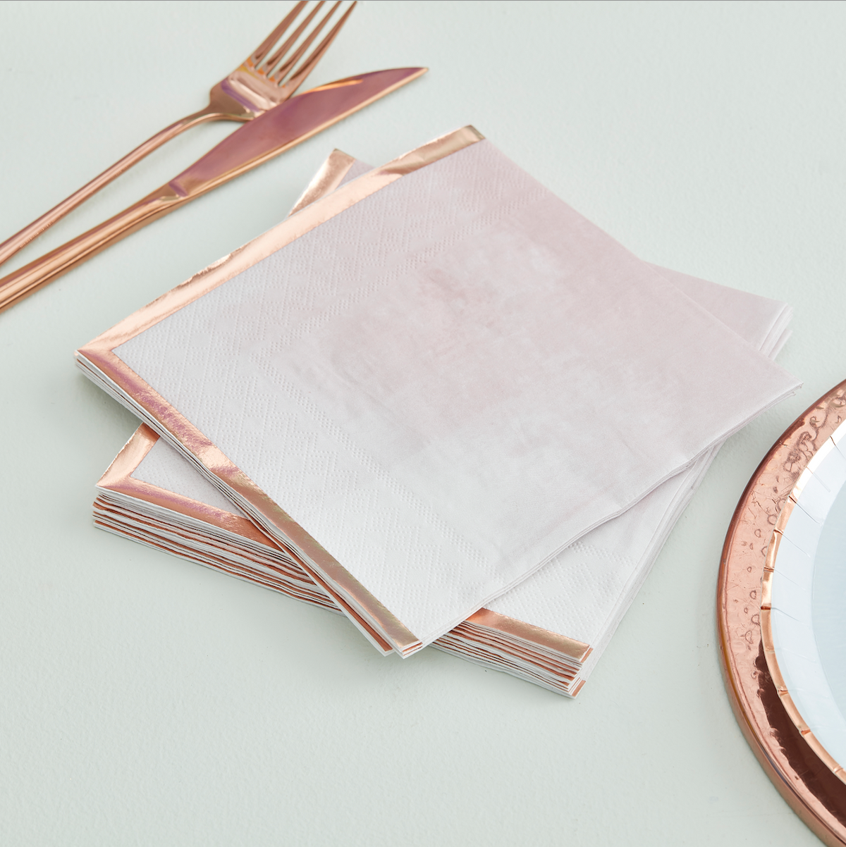 REACTIVE GLAZE PINK WATERCOLOUR AND ROSE GOLD NAPKINS