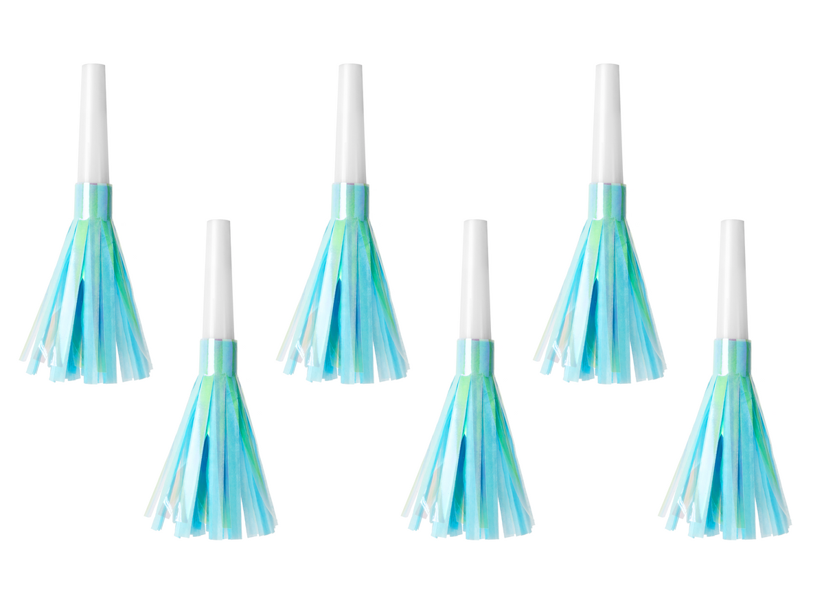 Sky Blue Fringed Party Horns