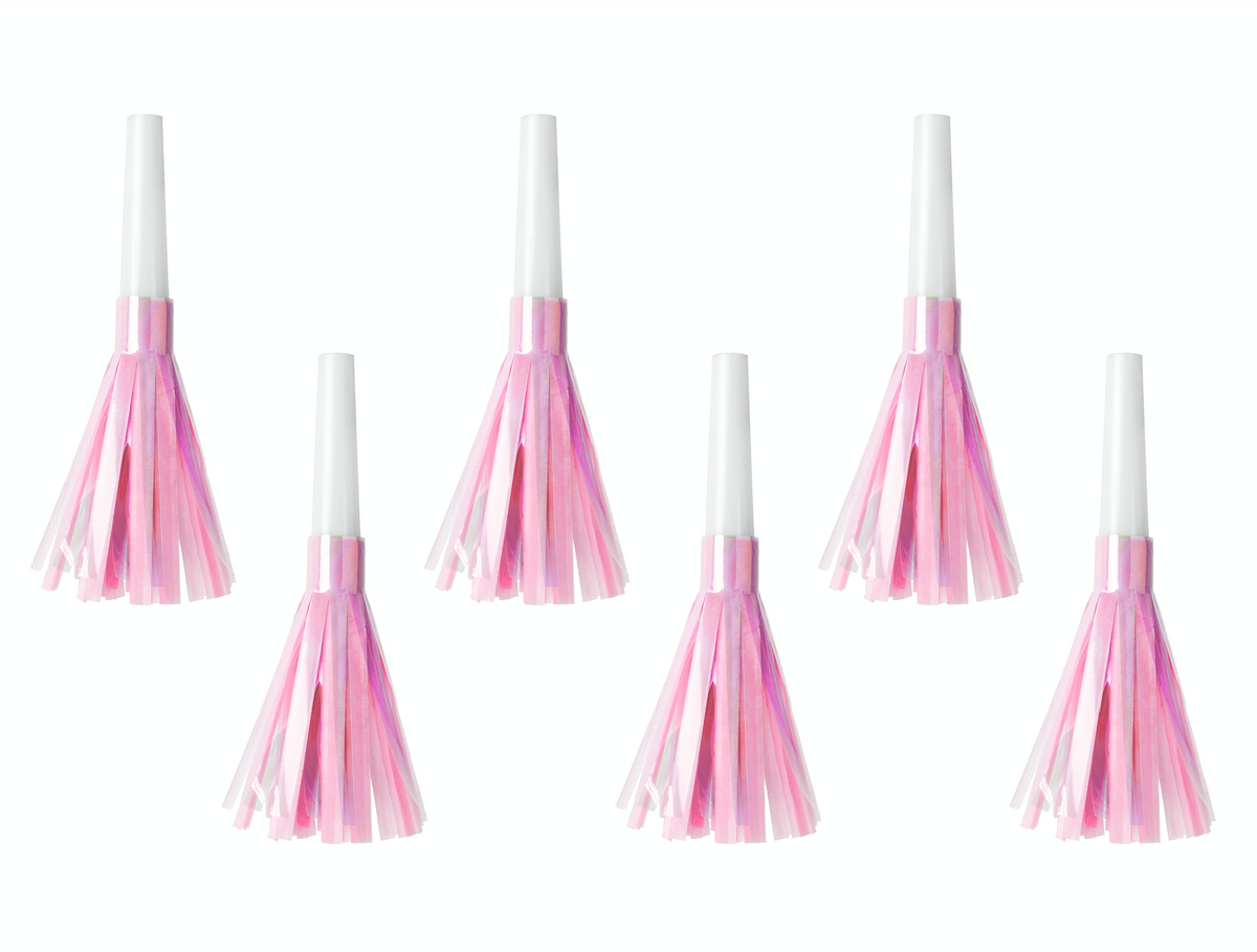 Pink Fringed Party Horns