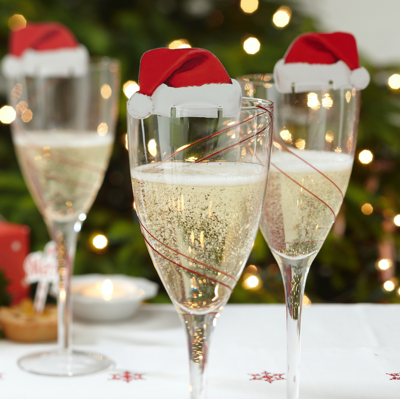 Santa Hat Glass Decorations