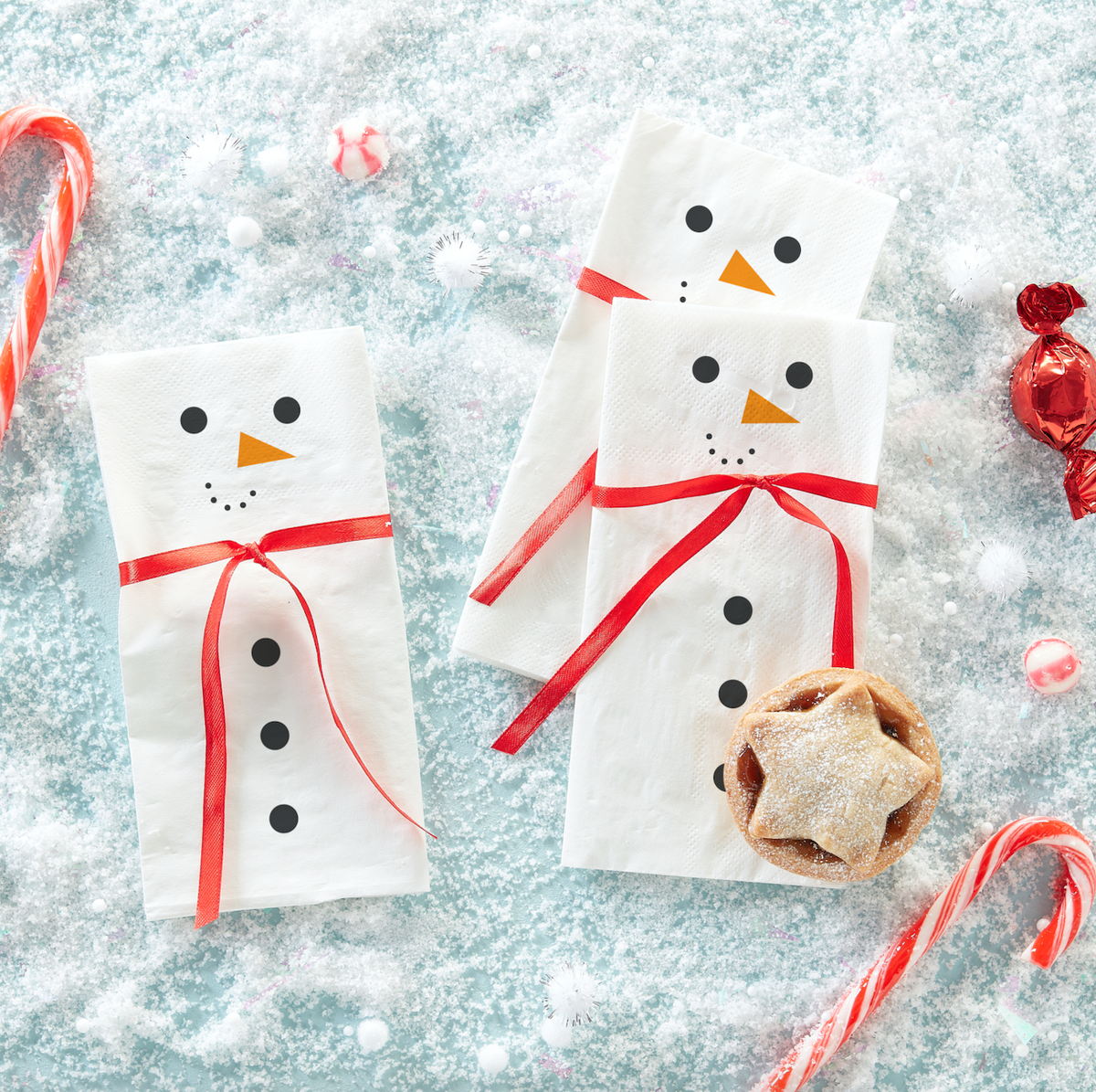 Snowman Scarf Christmas Napkins