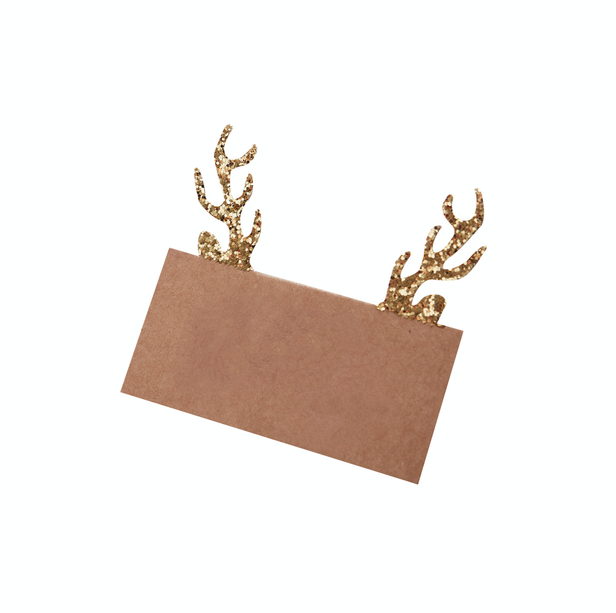 Gold Glitter Kraft Antler Christmas Place Cards