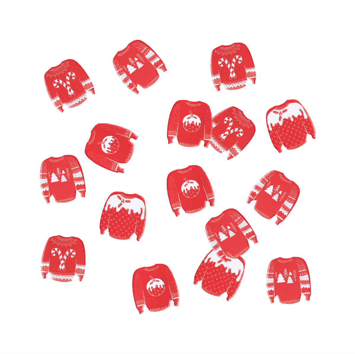 Red and White Festive Jumper Table Confetti - Cosy Christmas