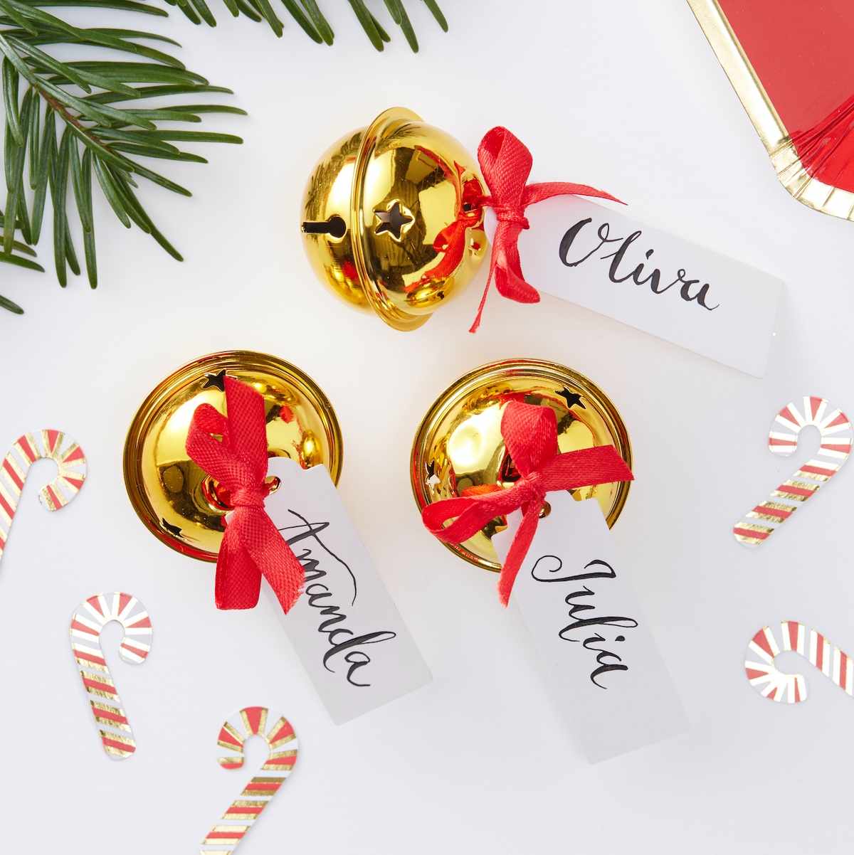 Gold Bell Christmas Place Card Holders