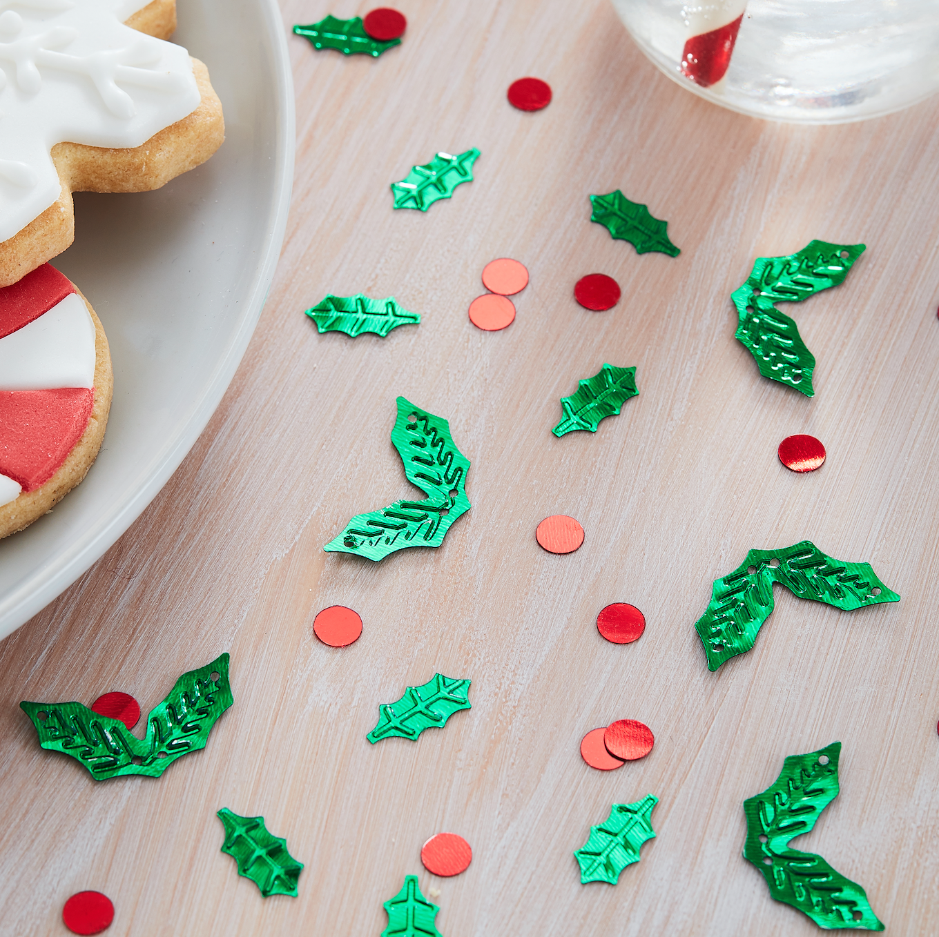 Holly Shaped Christmas Table Confetti - Silly Santa