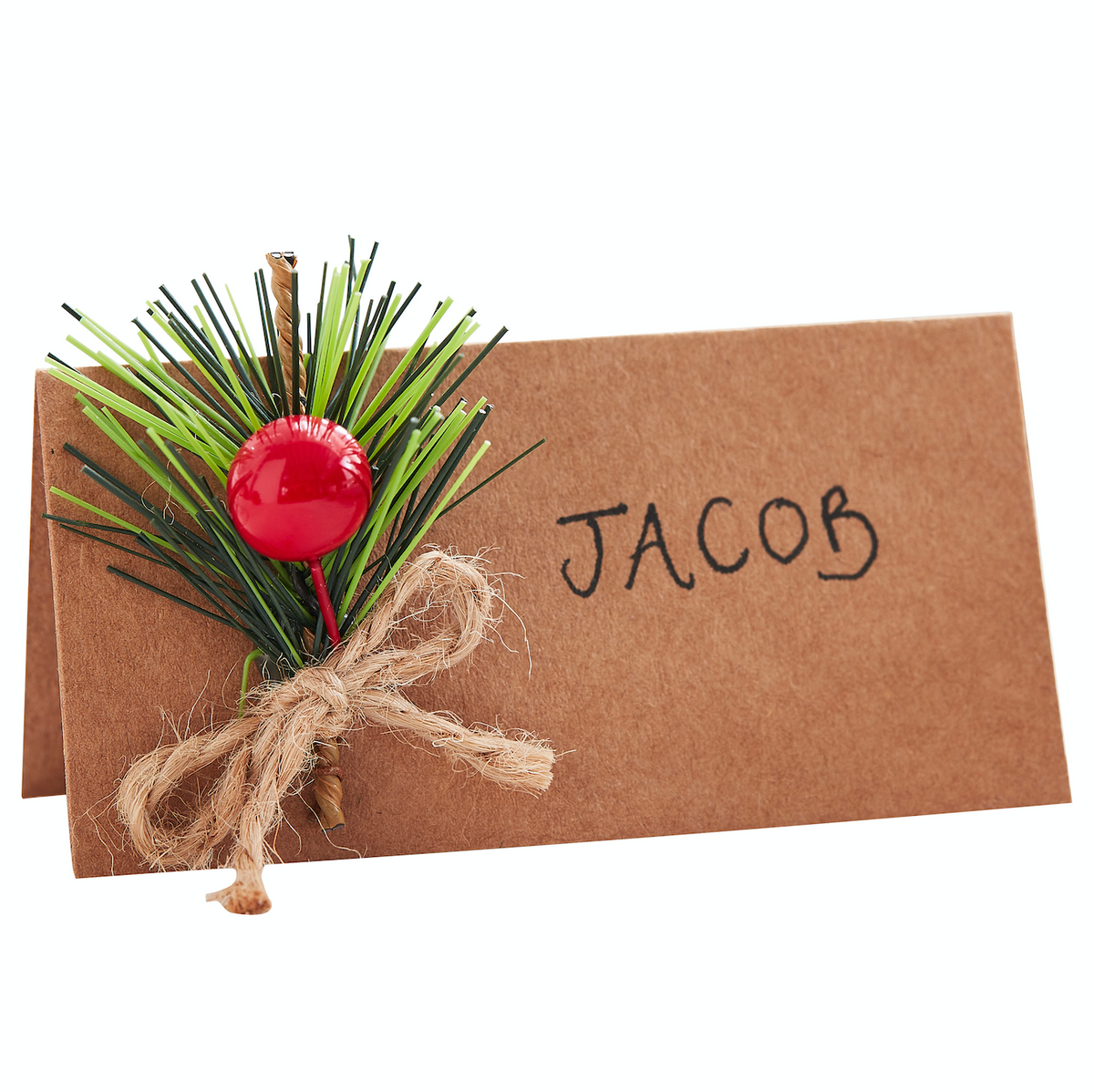 Christmas Kraft Place Cards With Foliage 