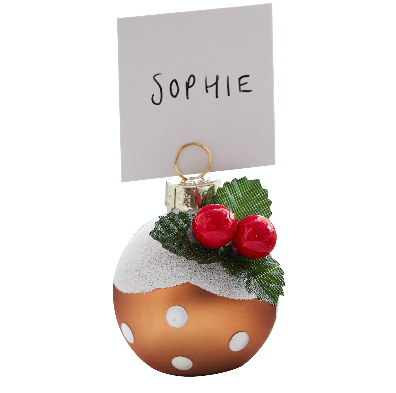 CHRISTMAS PUDDING CHRISTMAS BAUBLE PLACE CARD HOLDERS