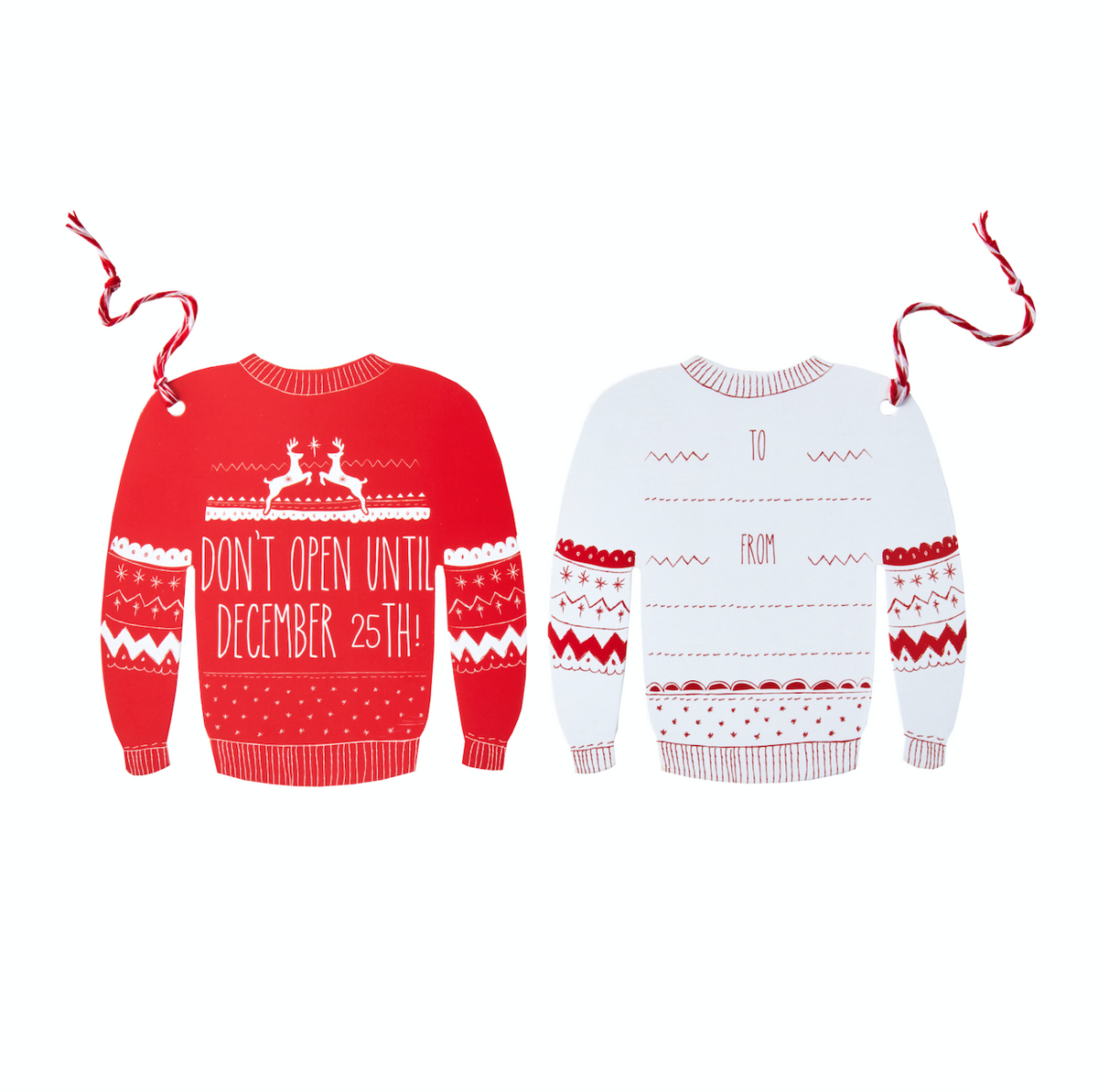 Red and White Festive Giant Jumper Gift Tags 