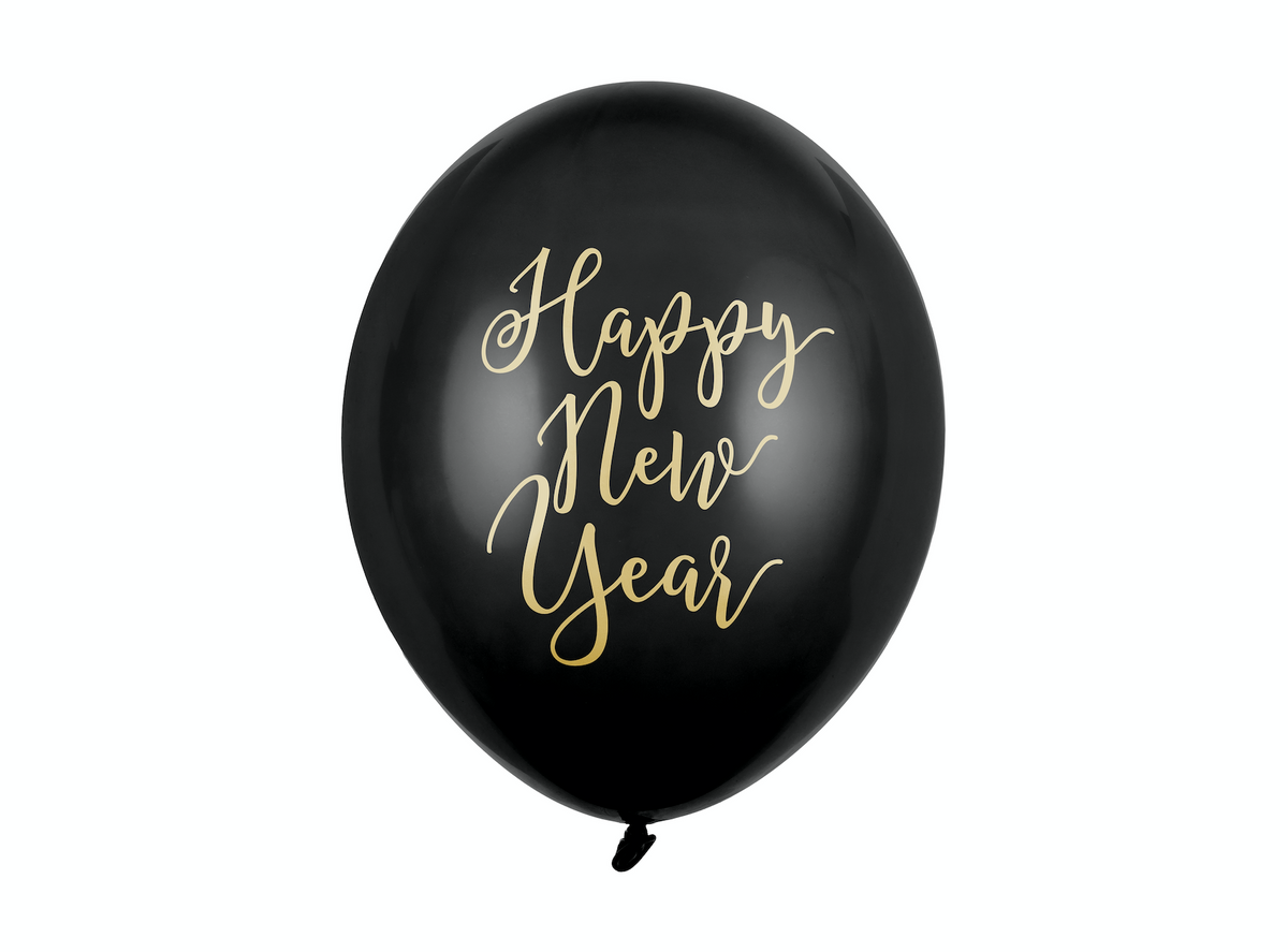 Pastel Black &#39;Happy New Year&#39; Balloons