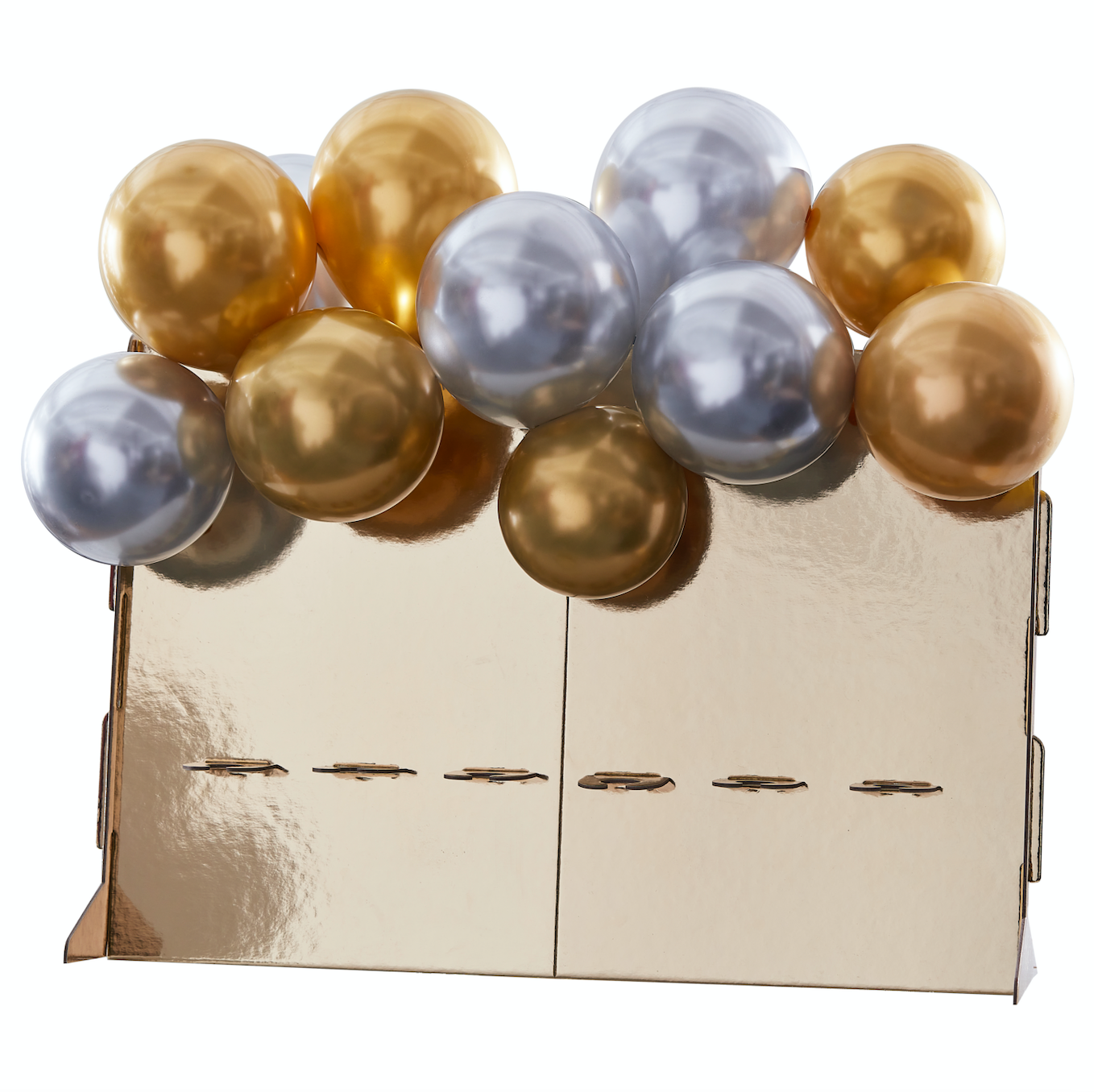 Gold Drinks Stand with Chrome Balloons