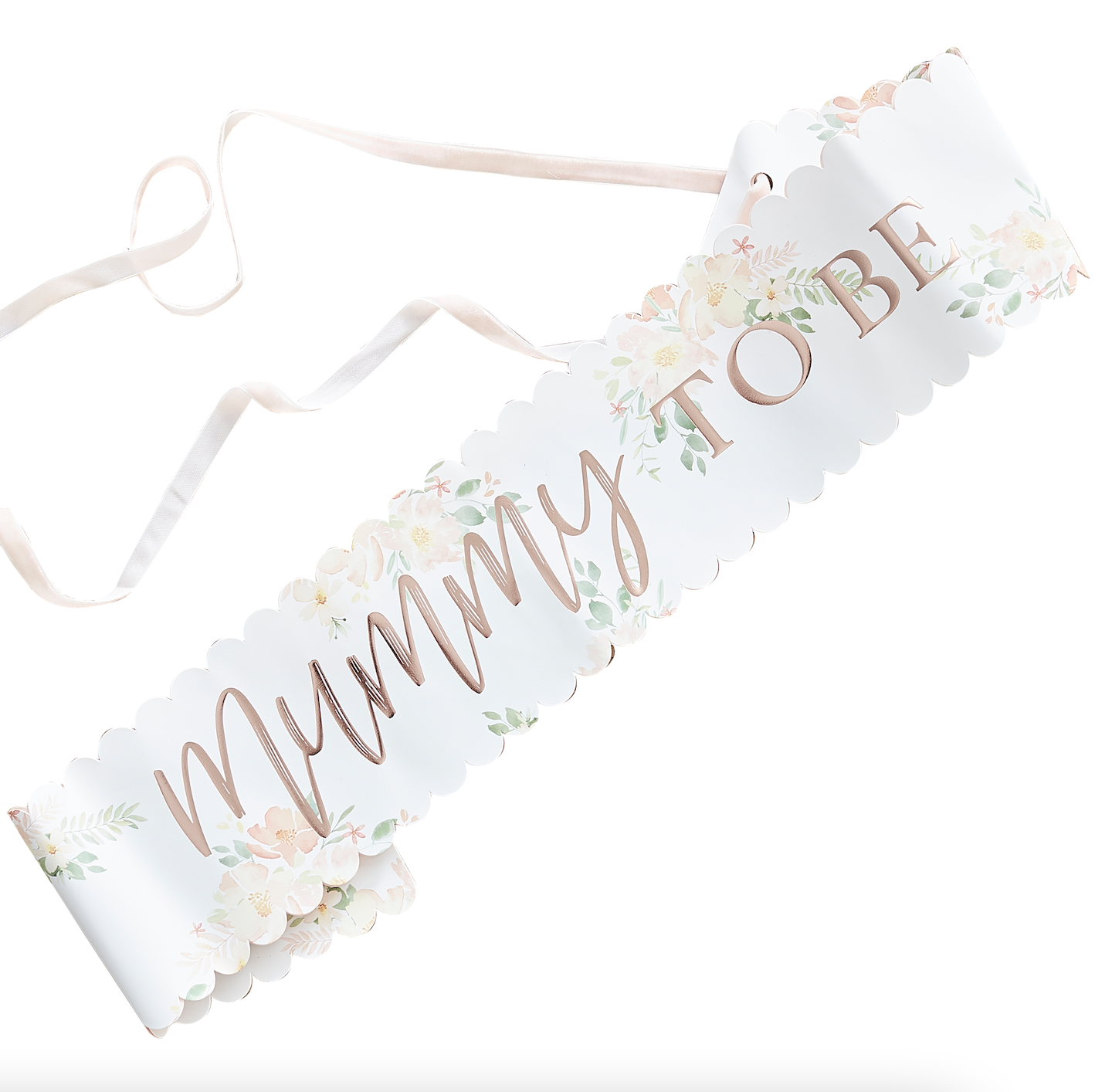 Floral Rose Gold Mummy To Be Baby Shower Sash
