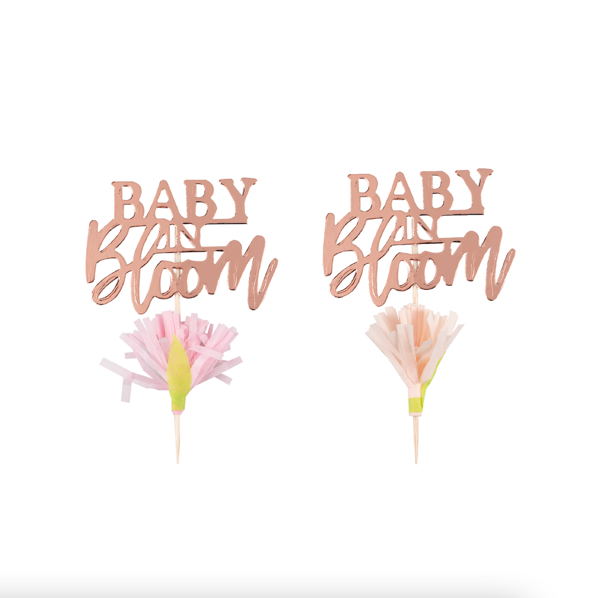 Rose Gold Floral Baby Shower Cupcake Toppers