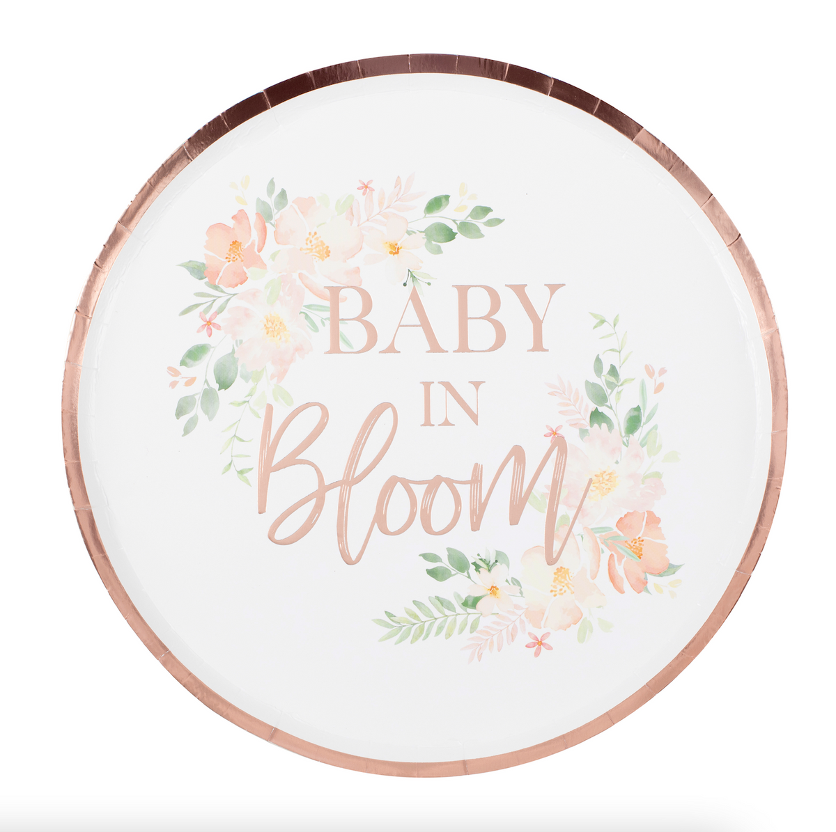 Rose Gold Baby In Bloom Baby Shower Plates