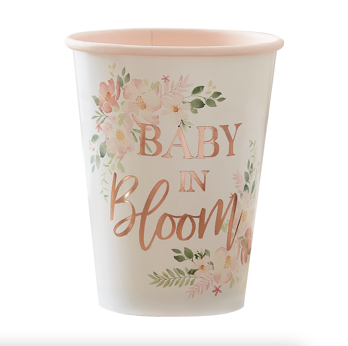 Rose Gold Floral Baby Shower Cups