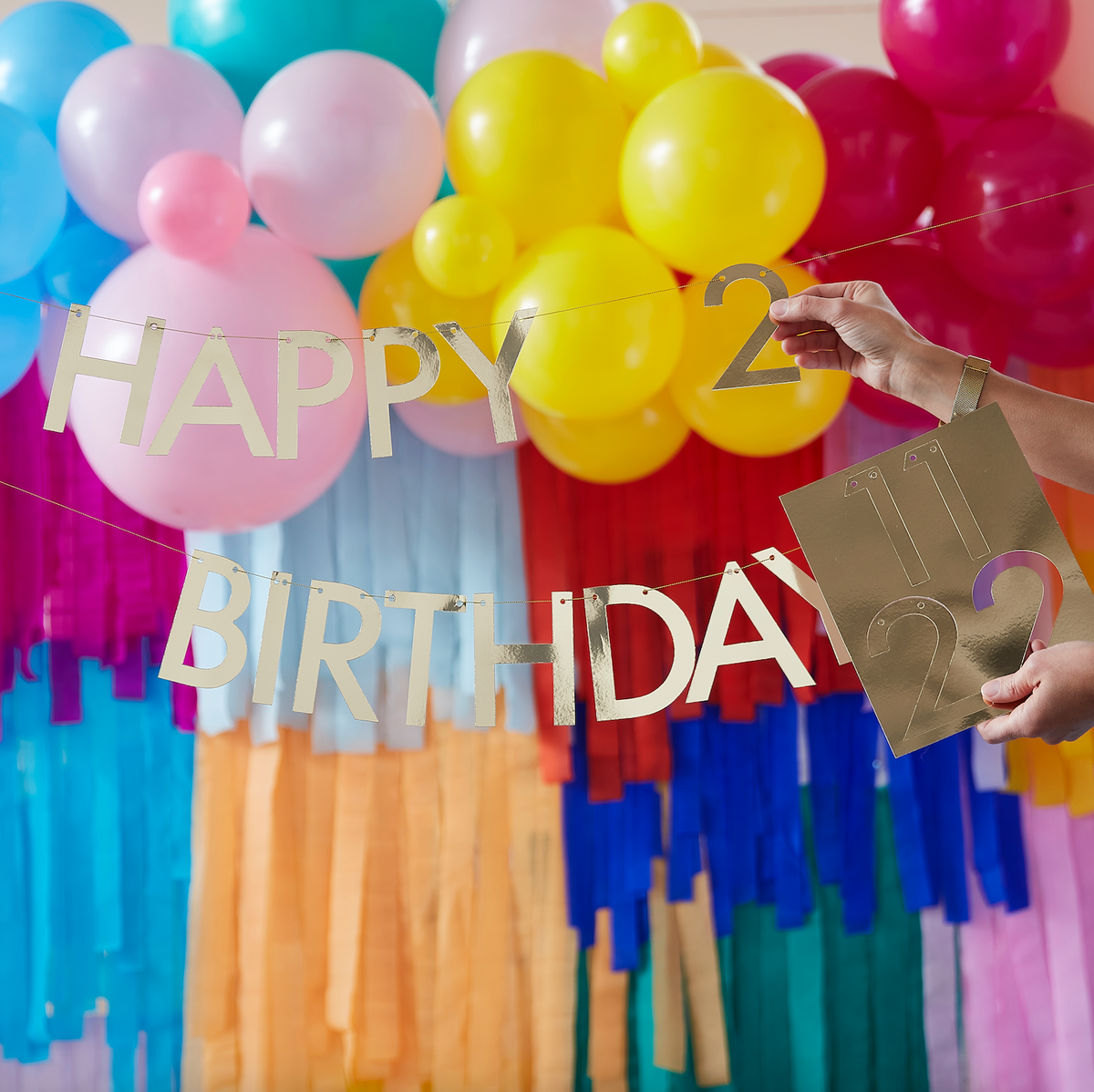 Gold Customizable Happy Birthday Bunting Banner