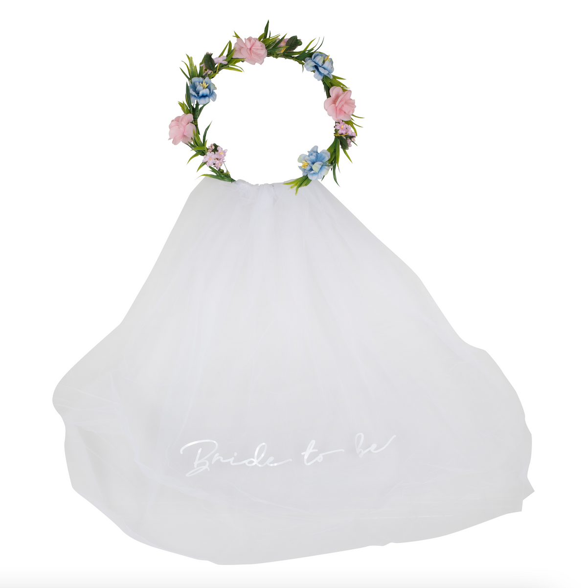 Bride To Be Hen Party Veil with Floral Crown