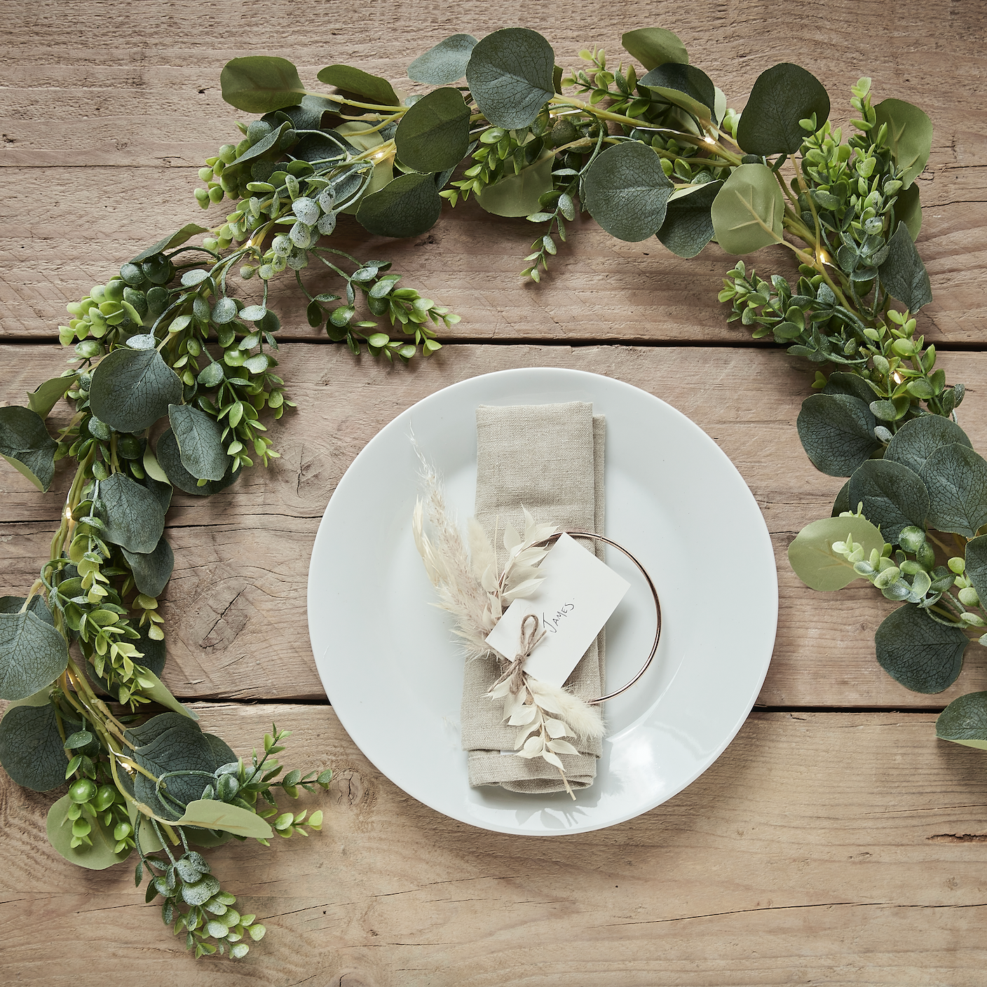 Botanical Foliage Artificial Garland with Lights