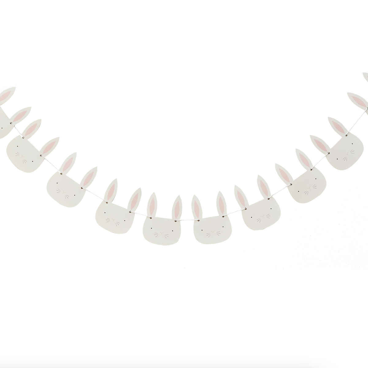 Pink &amp; White Easter Bunny Face Bunting