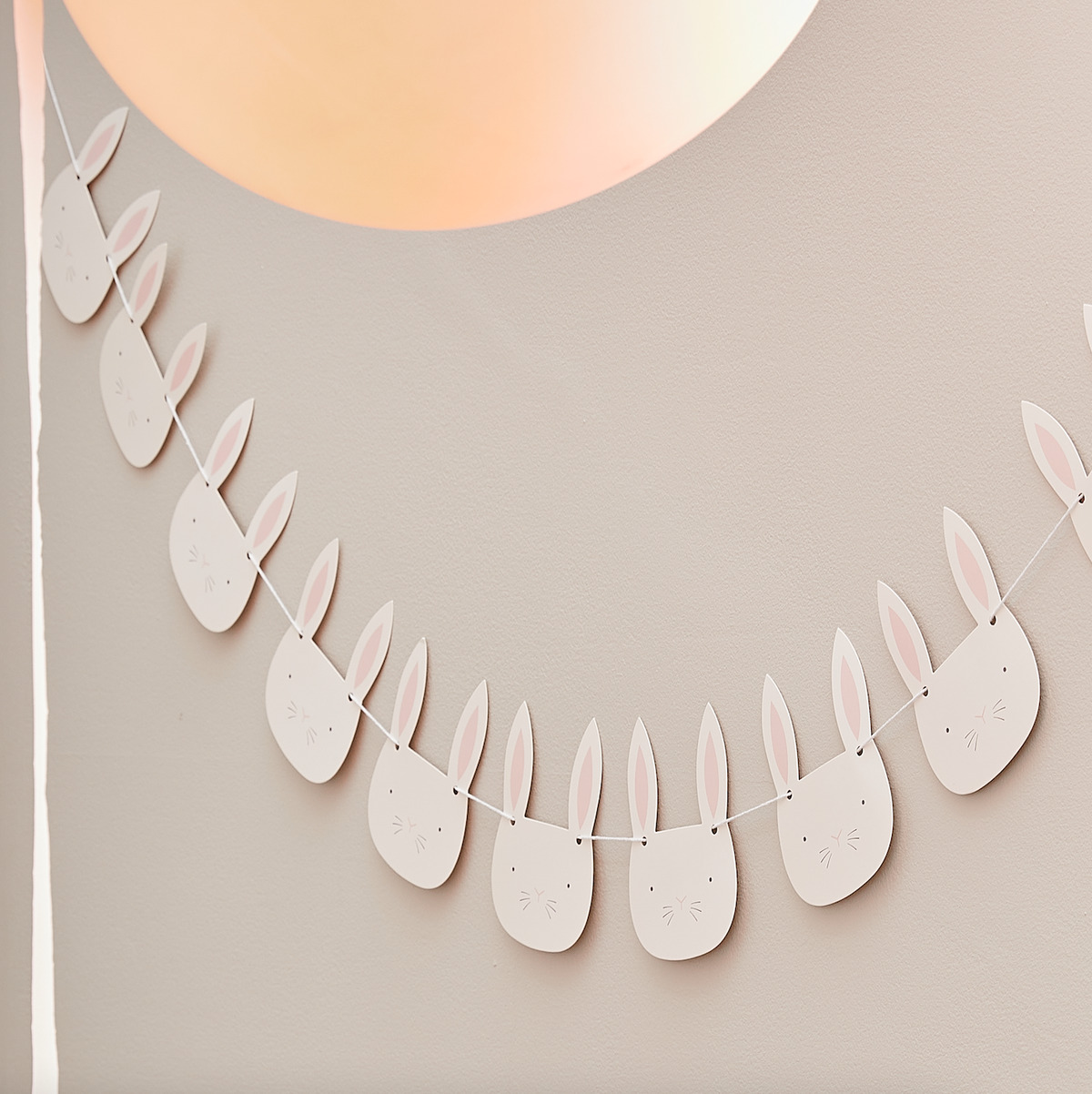 Pink &amp; White Easter Bunny Face Bunting