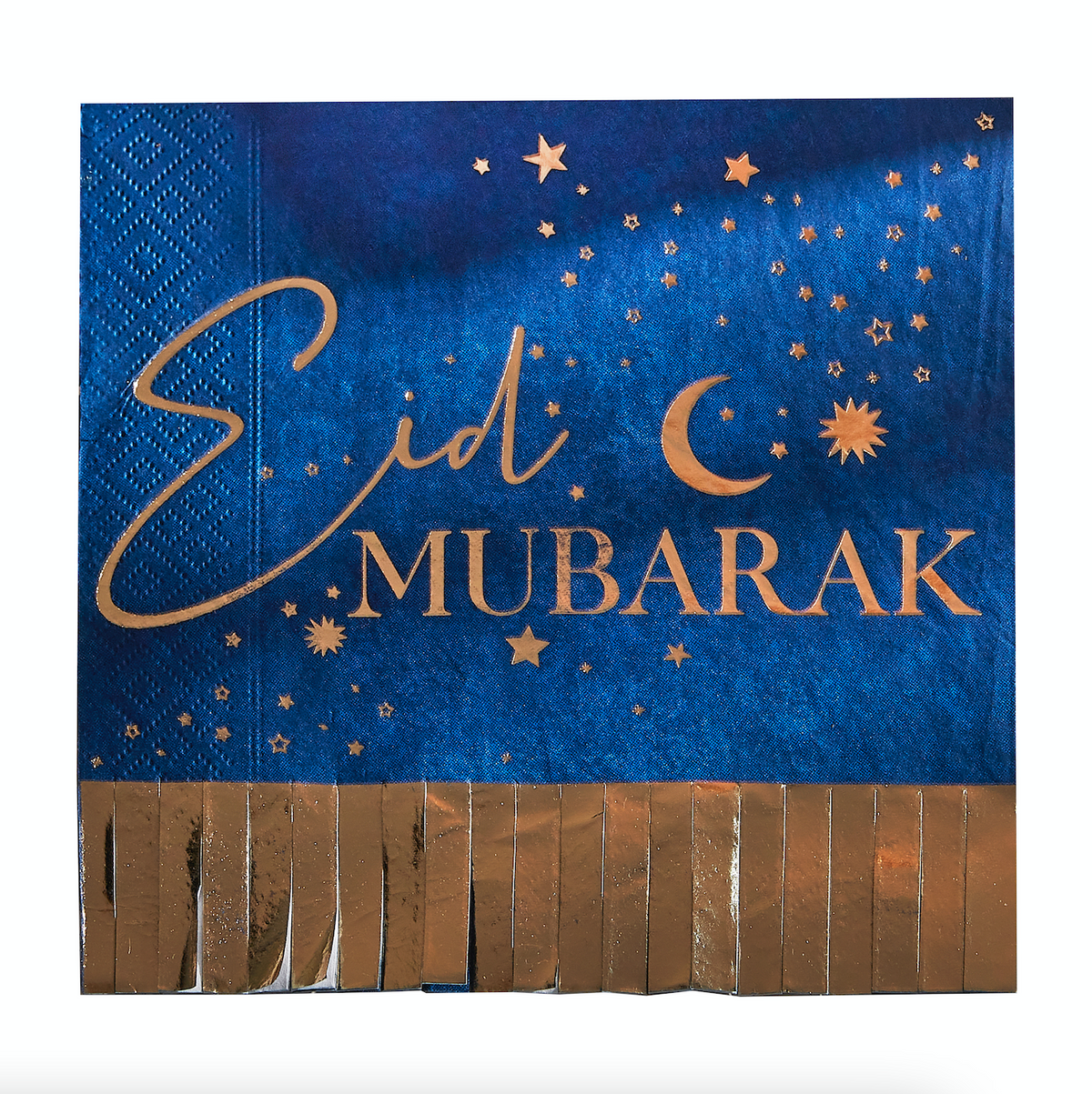 Navy &amp; Gold Eid Mubarak Fringe Napkin
