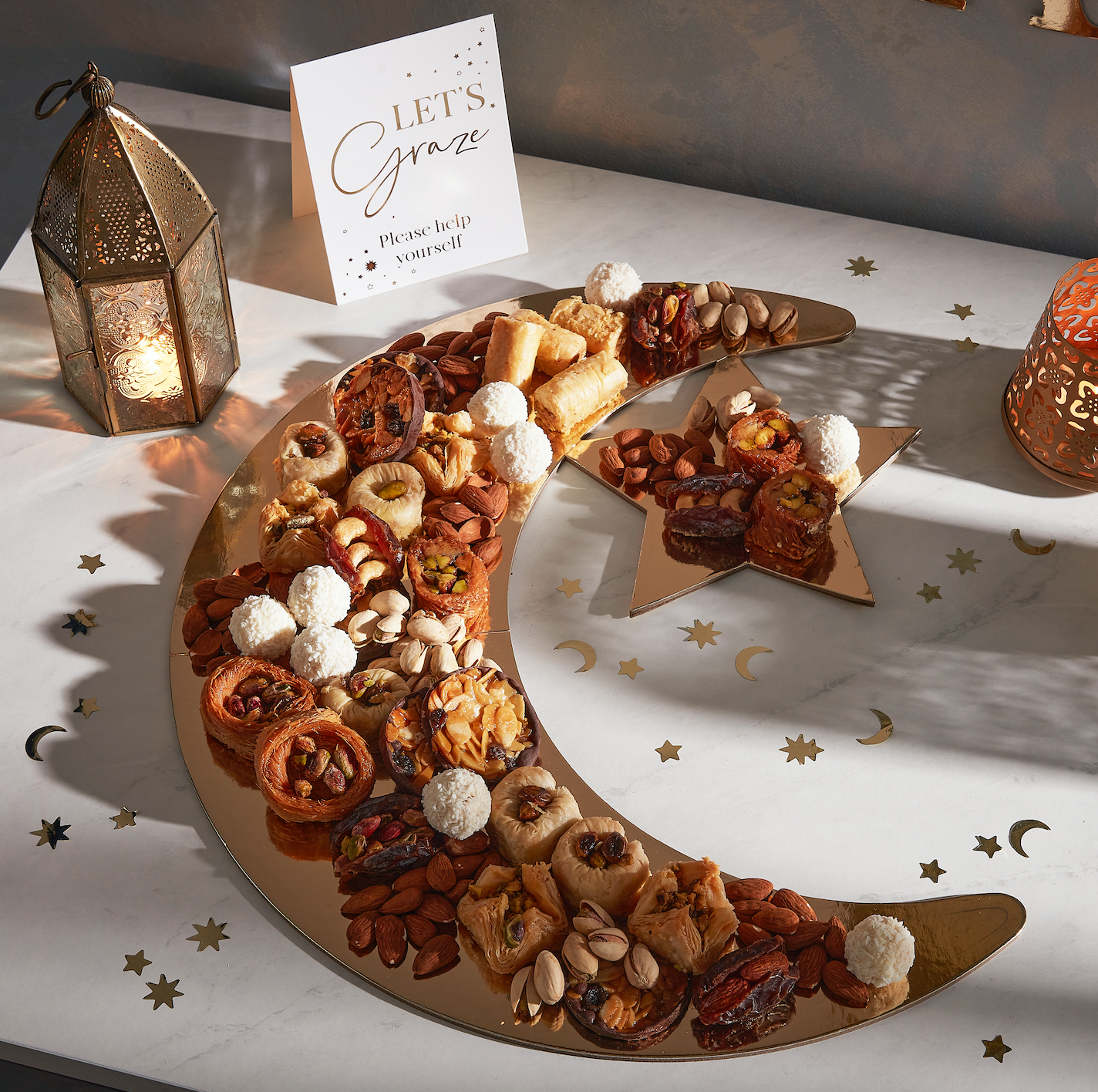Gold Crescent Moon and Star Grazing Board