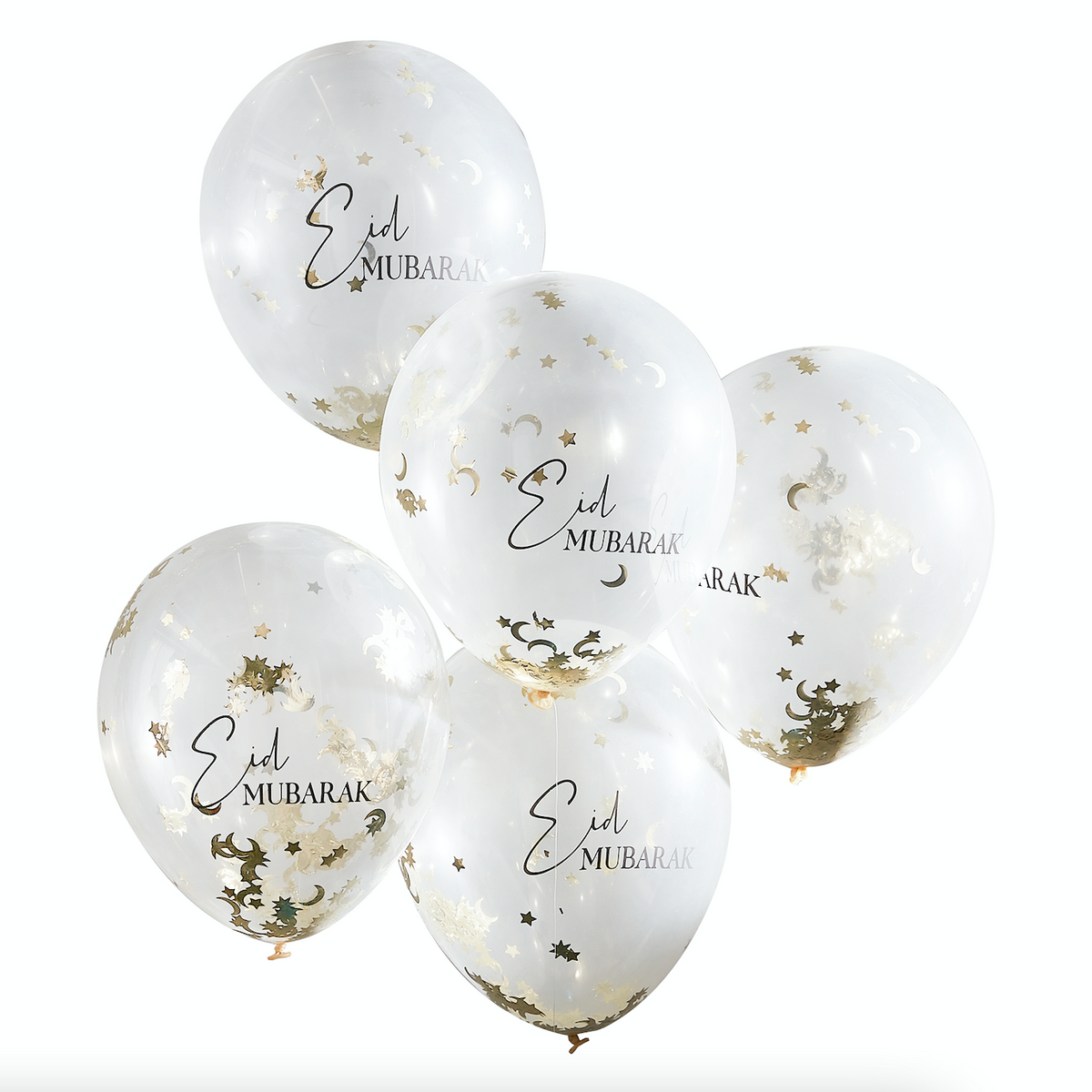 Eid Mubarak Moon &amp; Star Confetti Eid Balloon Bundle