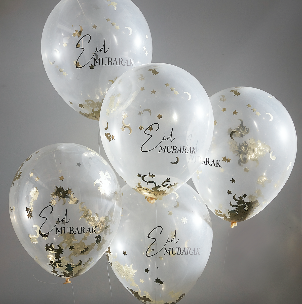 Eid Mubarak Moon &amp; Star Confetti Eid Balloon Bundle