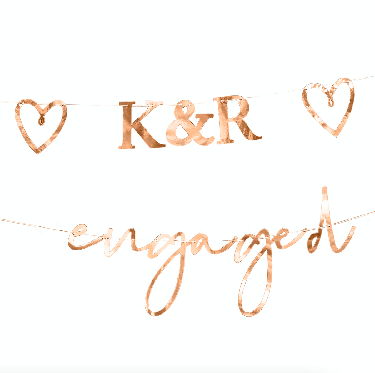 Customisable Rose Gold Engaged Bunting