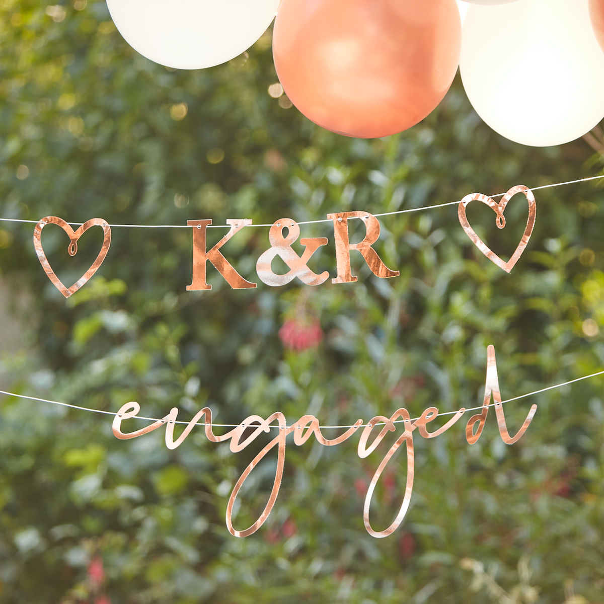 Customisable Rose Gold Engaged Bunting
