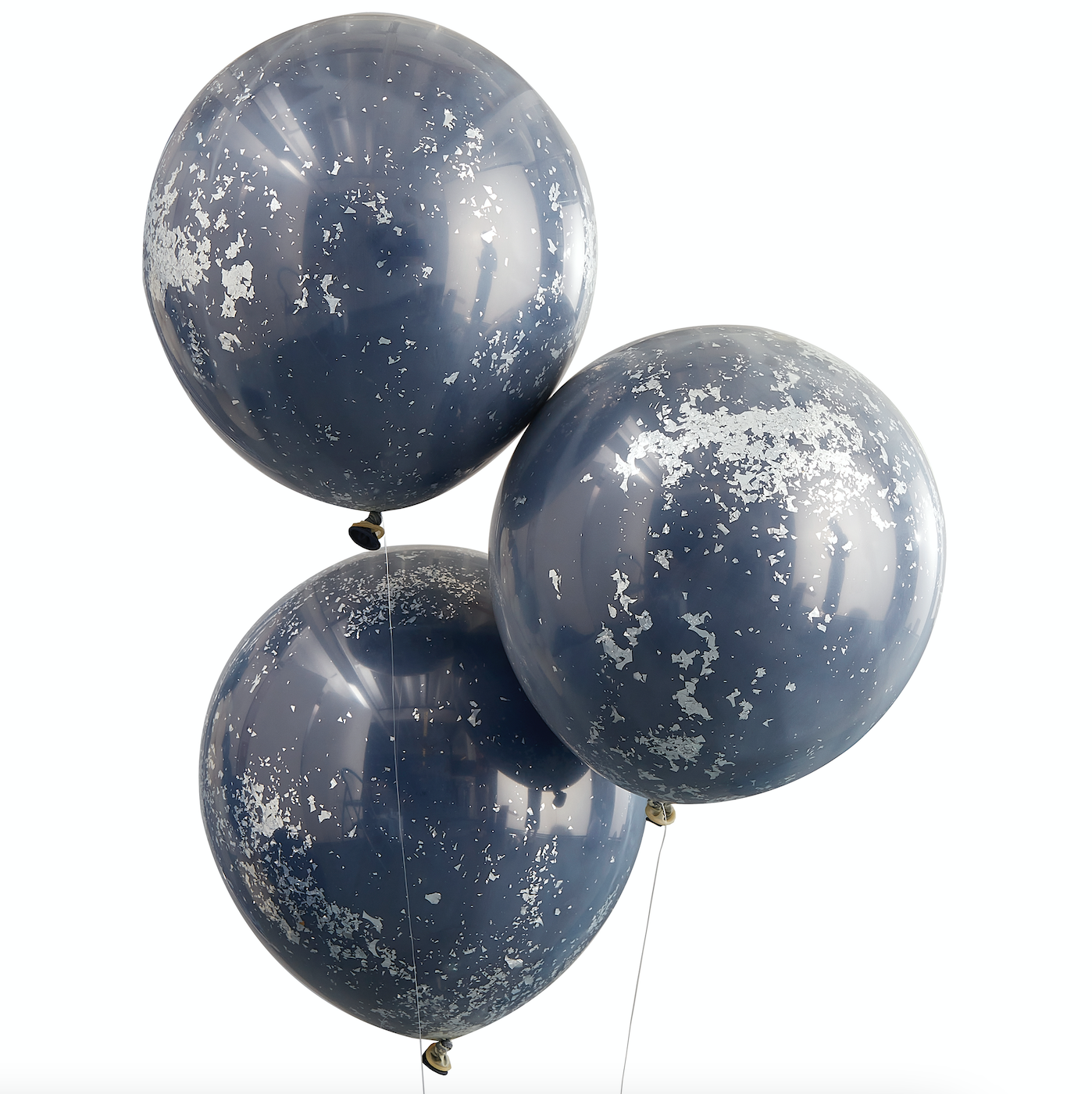 Double Layered Navy and Silver Confetti Balloon Bundle