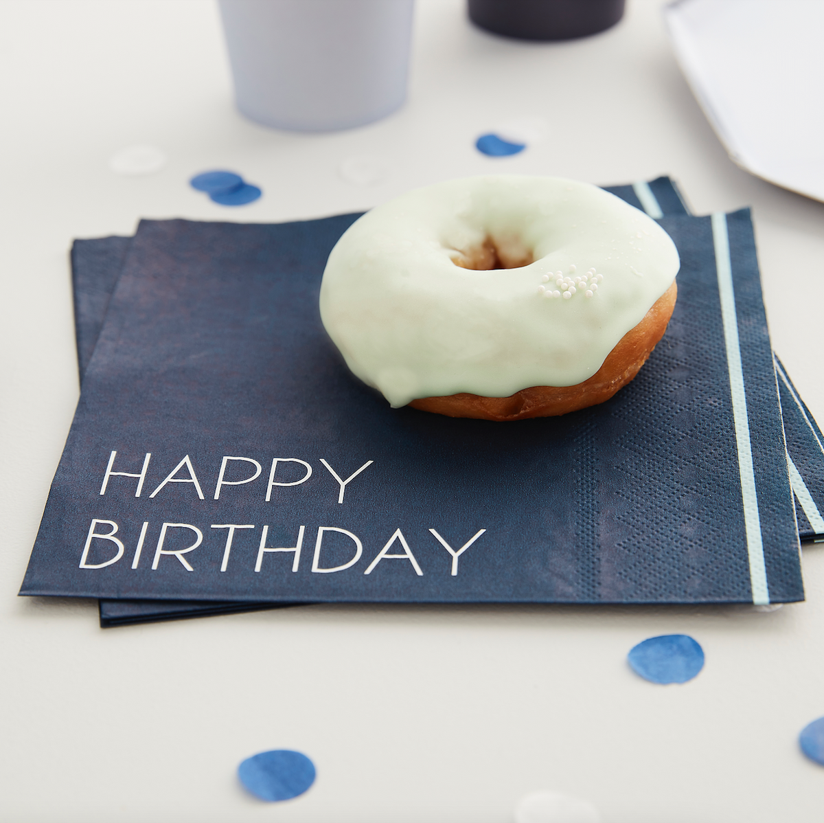 Navy Happy Birthday Paper Napkins